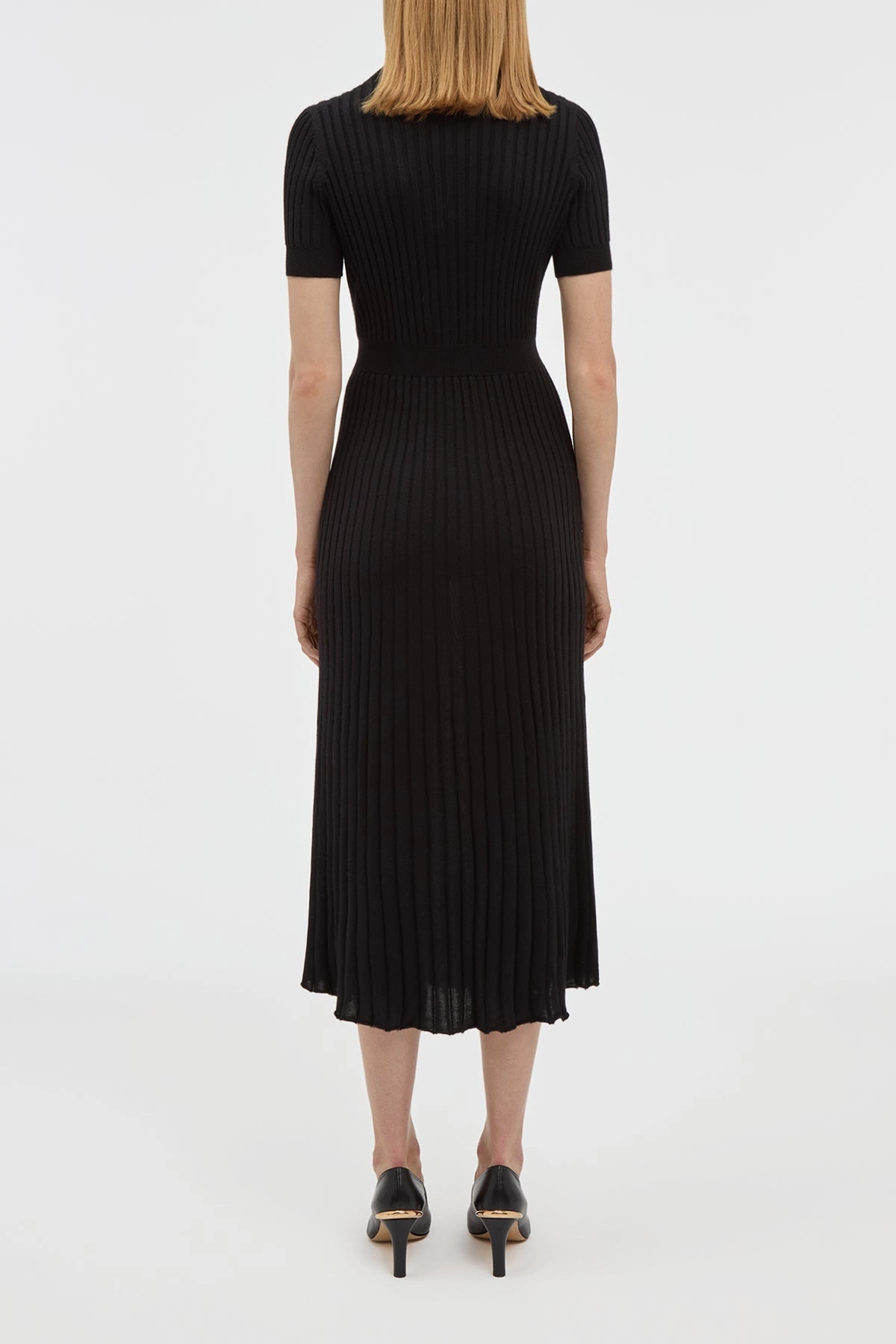 Amor Knit Midi Dress in Black Cashmere Silk Stylish Staple