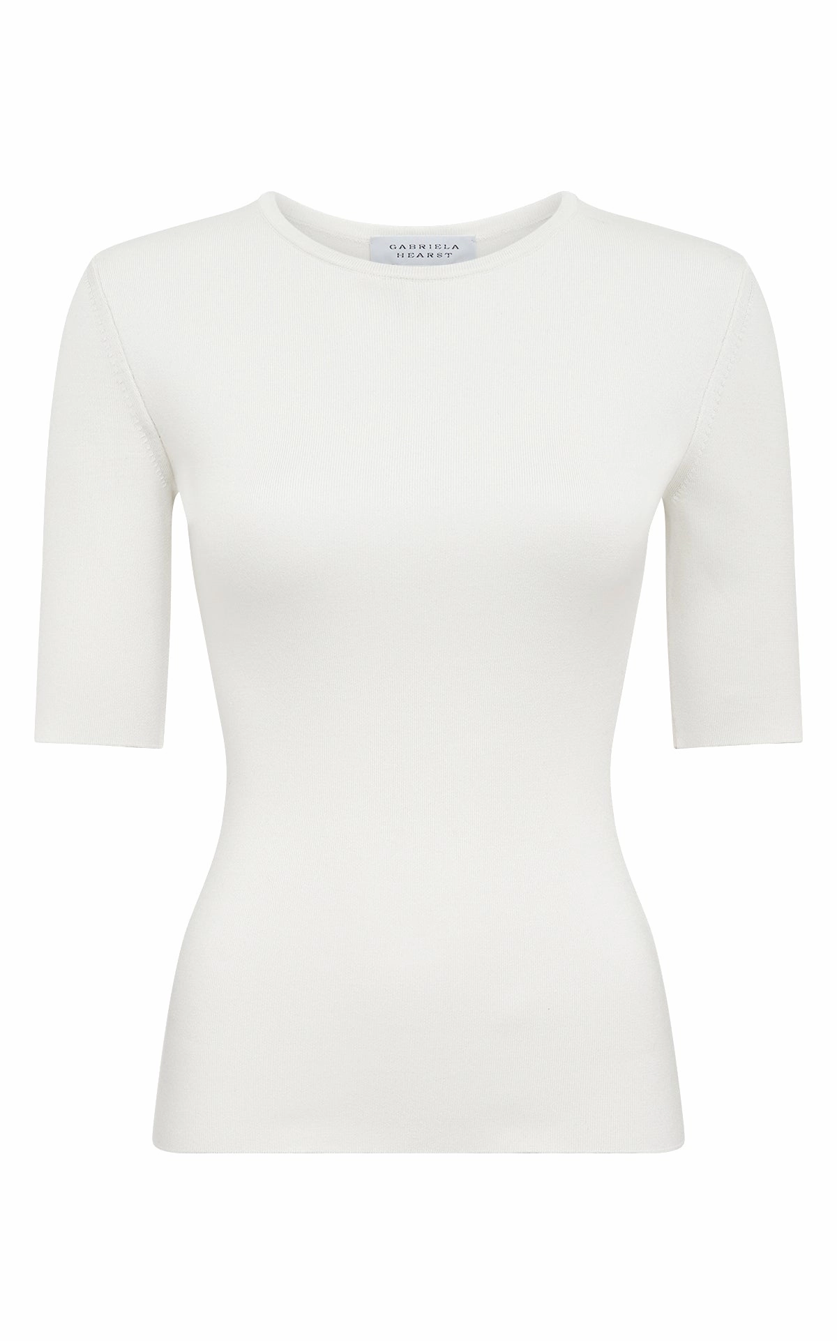 Anahita Knit T-Shirt in Ivory Silk Double Layered Collar