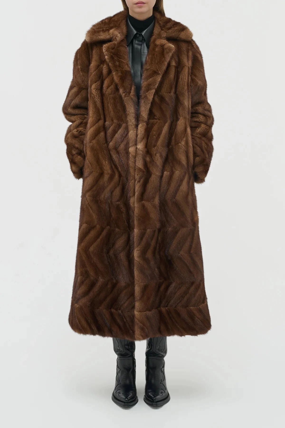 Andal Coat in Mahogany Recycled Mink Fur Neutral Style Transitional Look