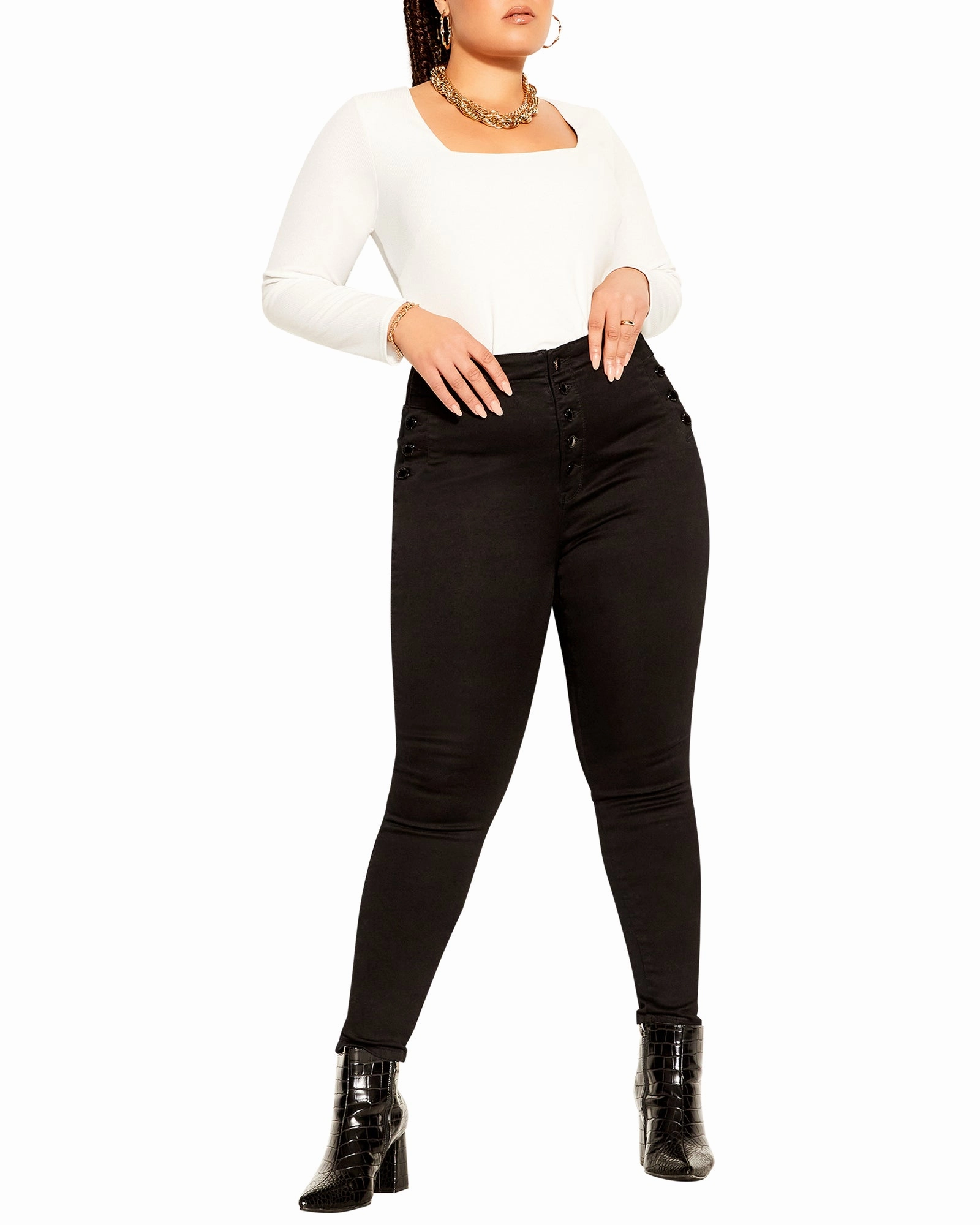 Andie Side Button Jeans | Dark Wash Effortless casual