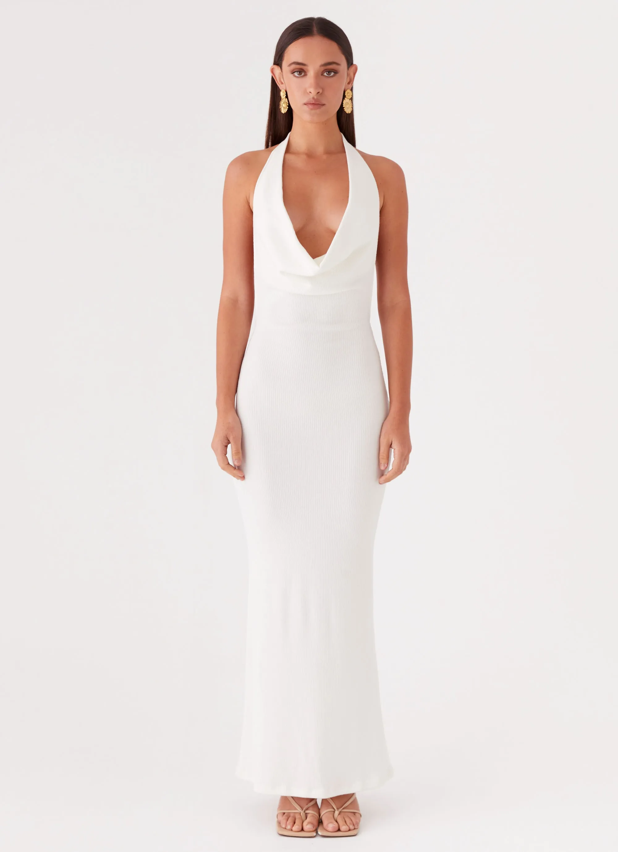 Anella Maxi Dress - White Flowy-Shape Low Key