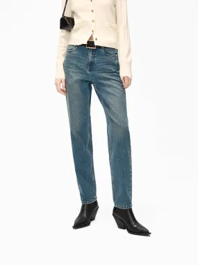 Everyday Classic Wear Comfy Fitted Design Ankle Tapered Jeans in Cotton
