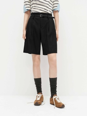 sequined details Include Belt Tailored Shorts