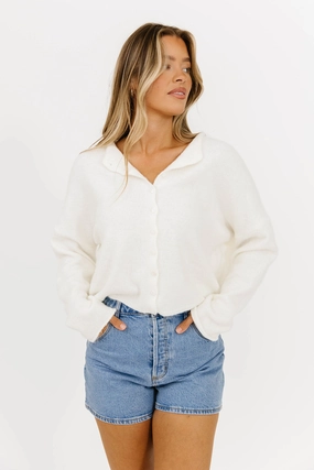 Piper Cardigan in Snow Lightweight Layer