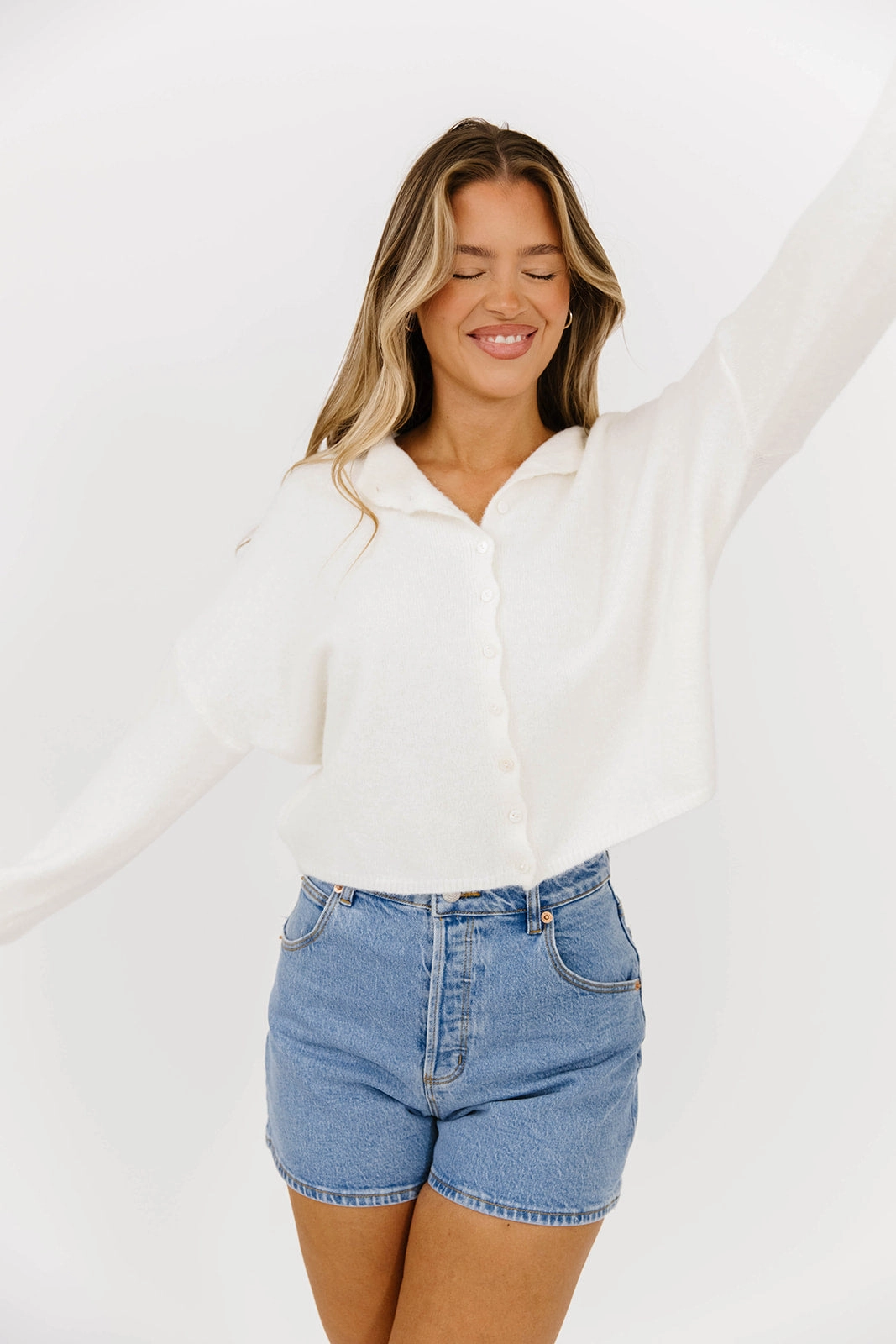 Piper Cardigan in Snow Classic Knit Design Chilly Wardrobe