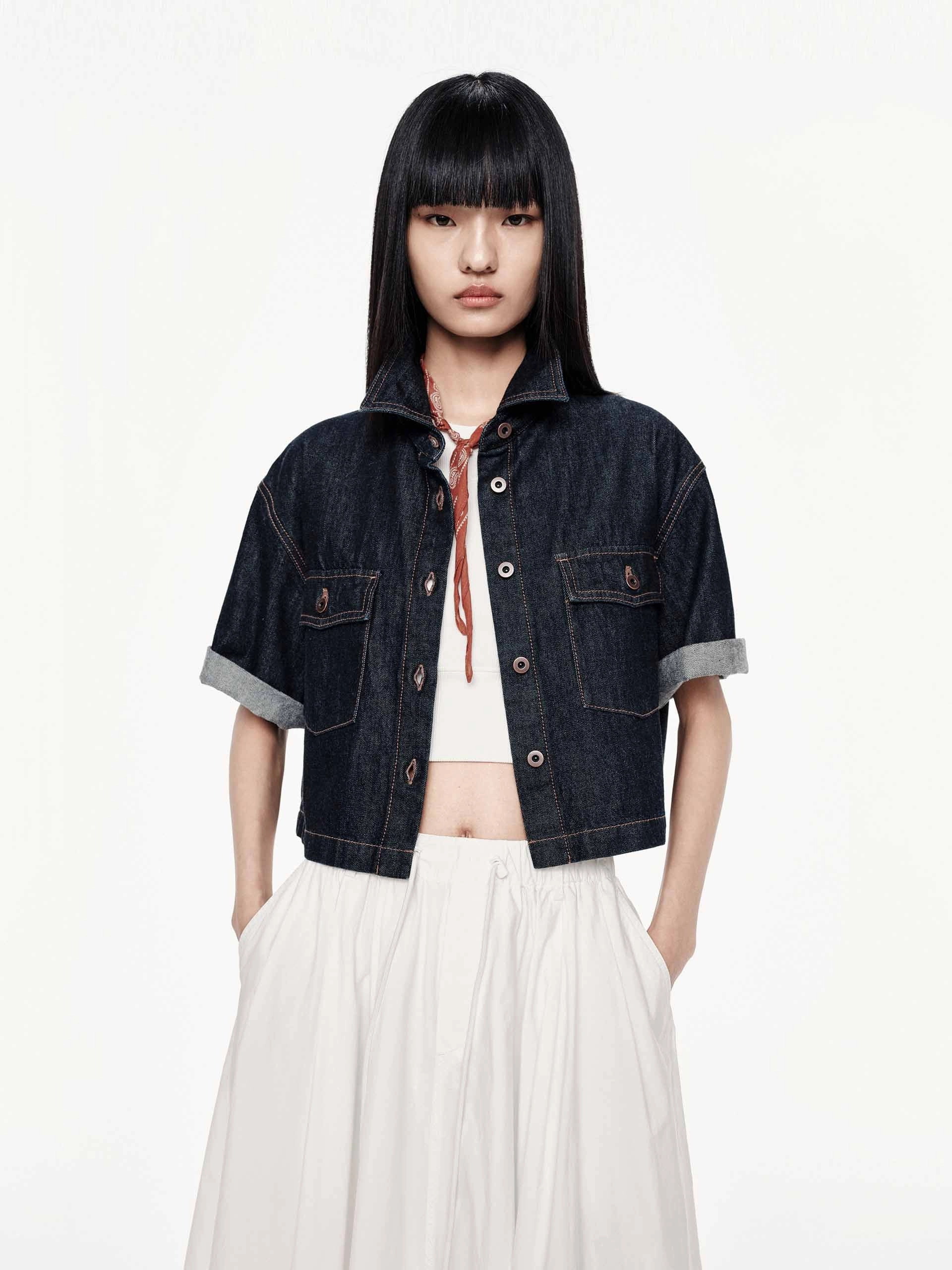 Comb Build Cropped Fit Cotton Jacket