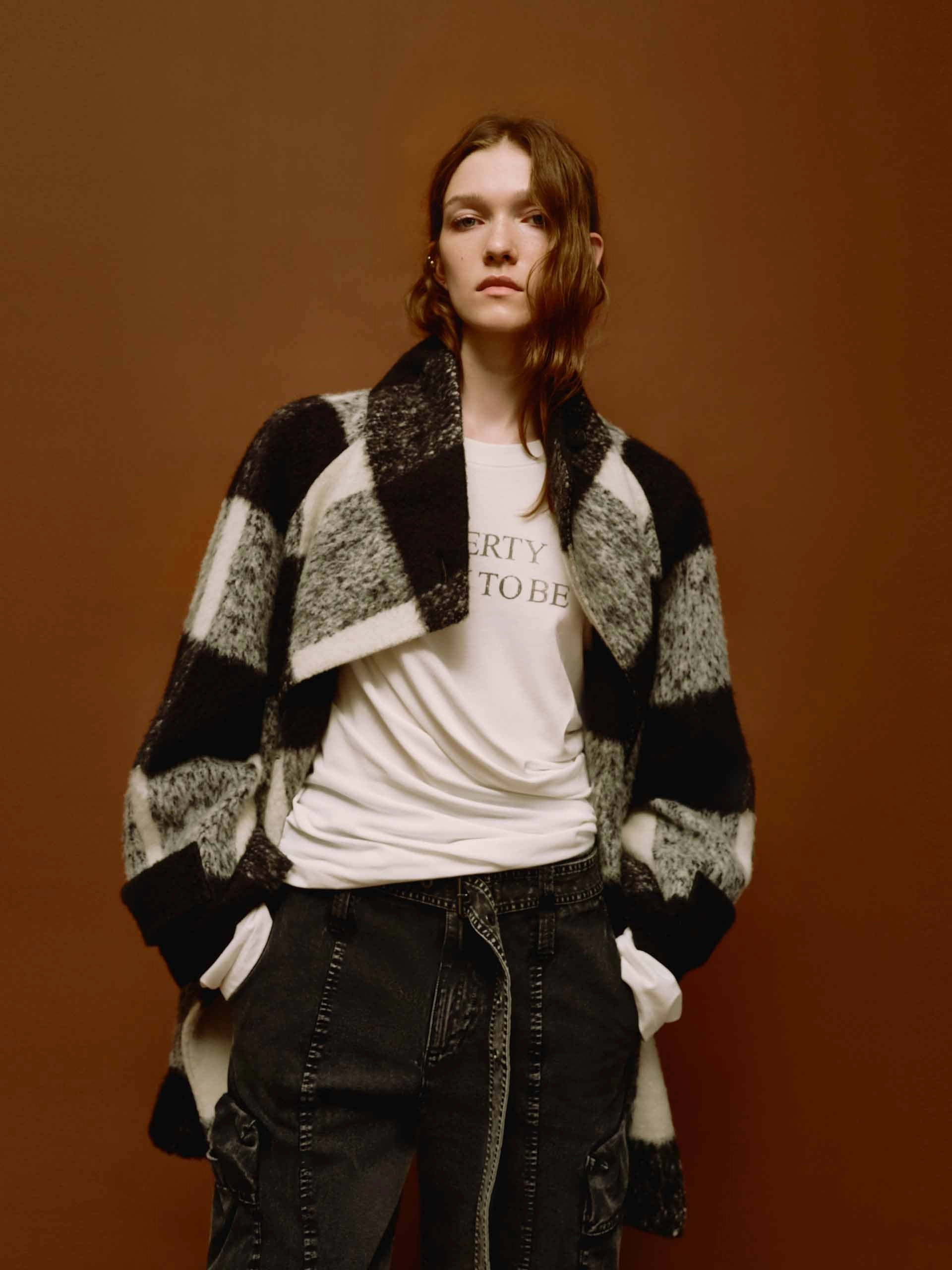 Wool Blend Plaid Coat Eco Certified Textiles Abrasion Resistant Shell