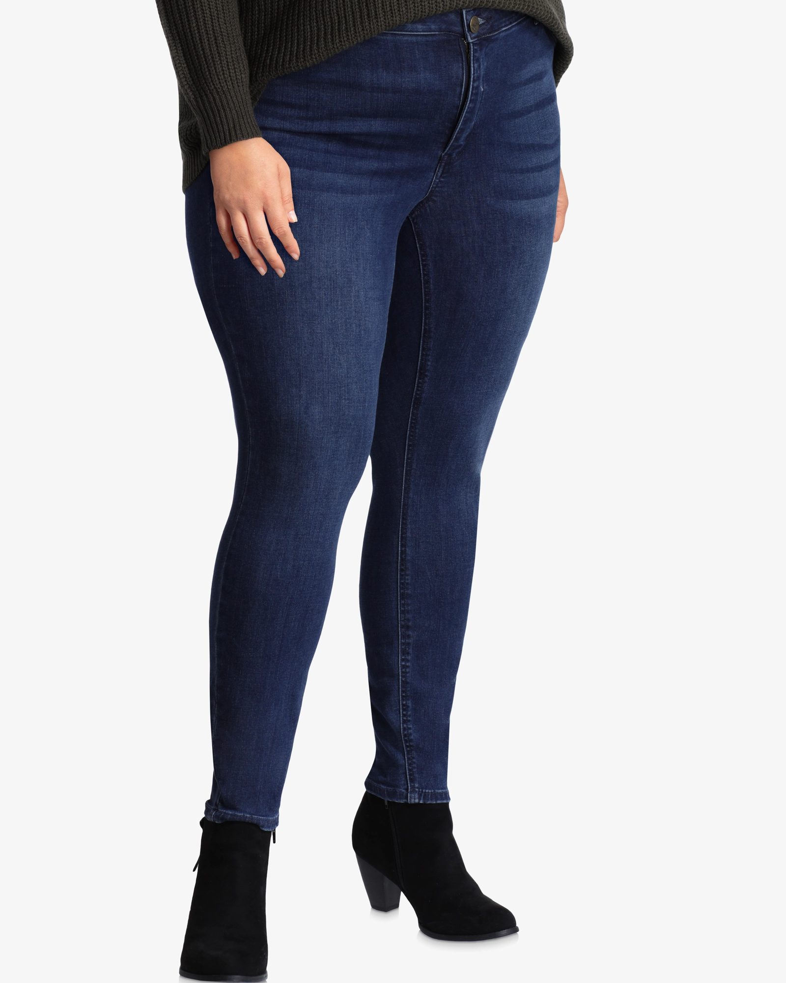 Trendy Waist Patchin Embellished Skinny Jean  | Medium Wash