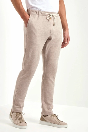 Taupe jersey jogger pants - Made in Italy Airflow Channel Weave