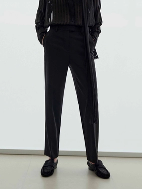 Stylish Appearance SeamlessPockets Wool Blend Straight Trousers