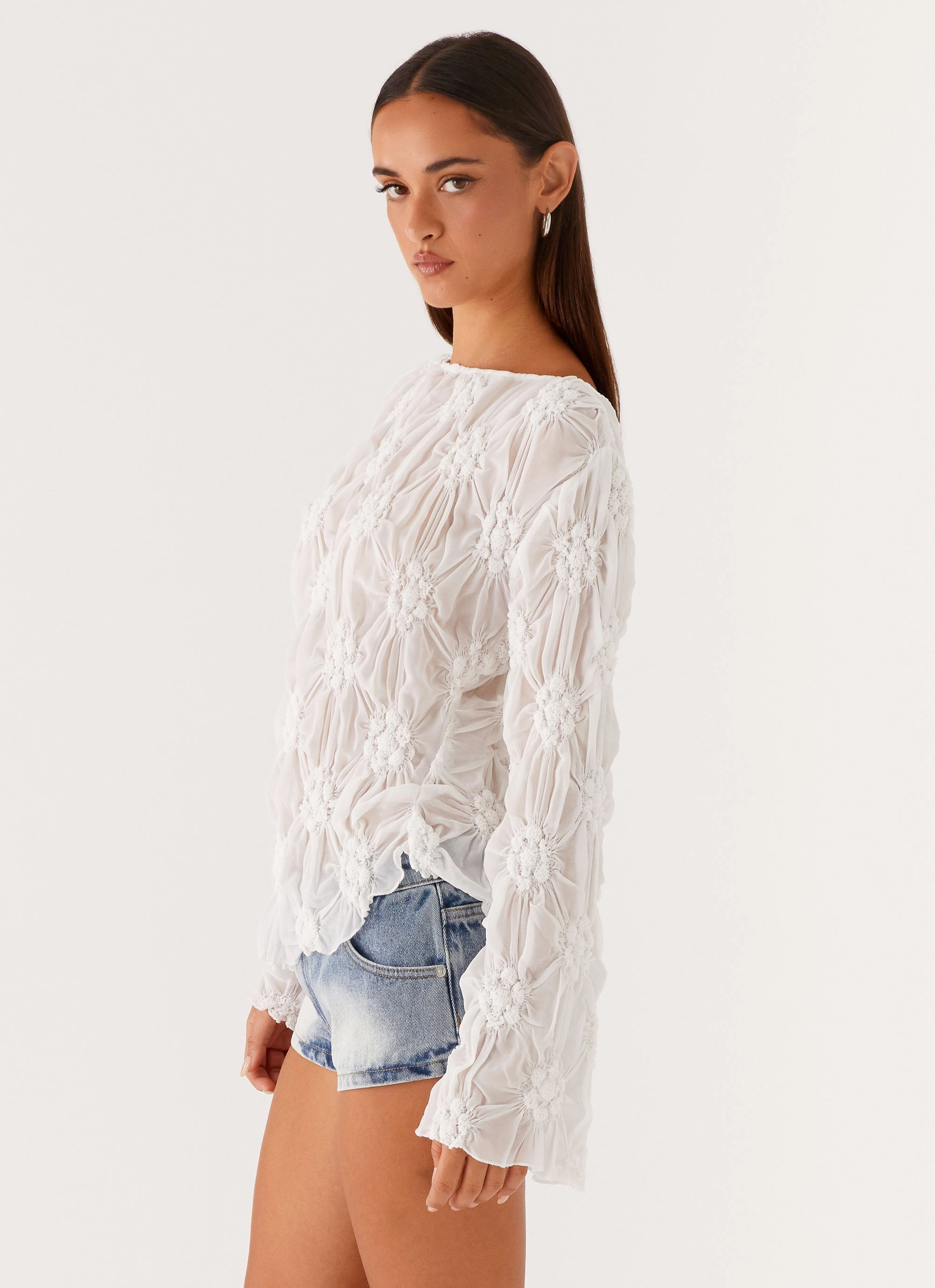 Mesh Lining Reconnaissance - suitable Mia Long Sleeve Top - Ivory