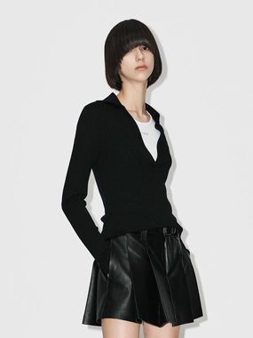 FadeResistant Color V-neck Wool Knitted Top