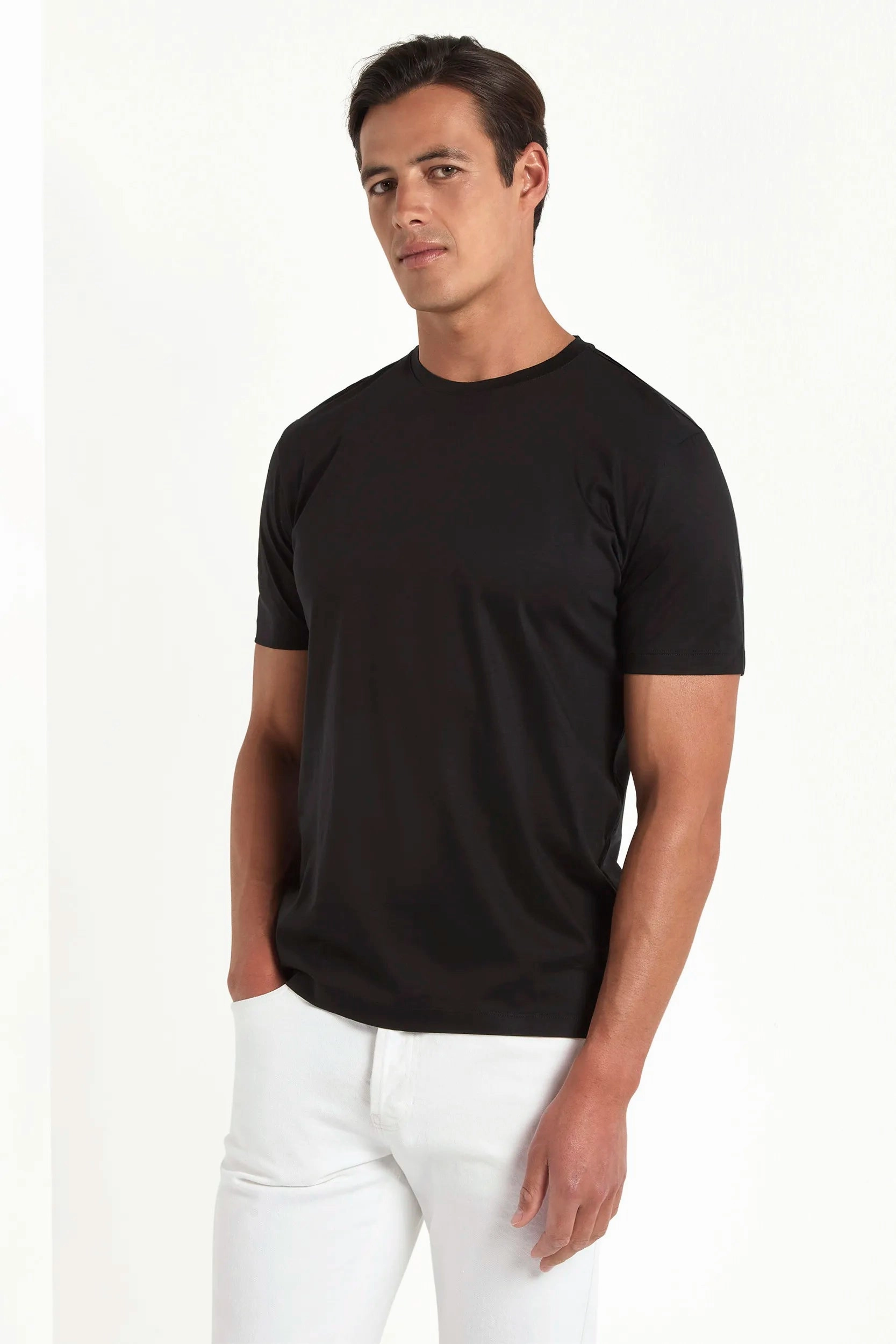 Black jersey t-shirt - Made in Italy Stretchable Material