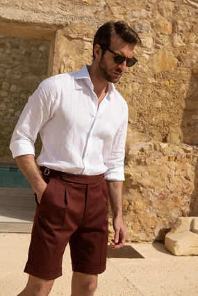 Quick Adjust Fit Walk Easy Bordeaux cotton shorts - Made in Italy