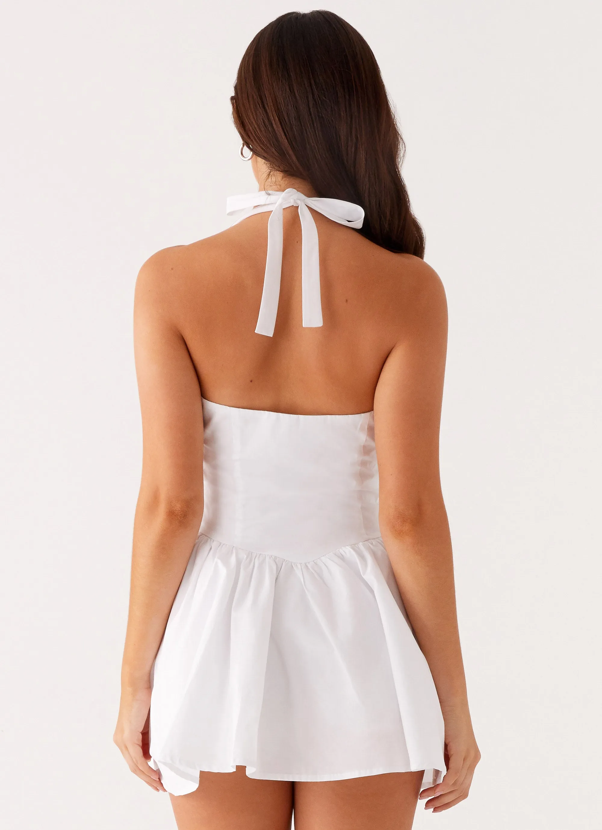 Anya Halterneck Mini Dress - Ivory Matte-finish