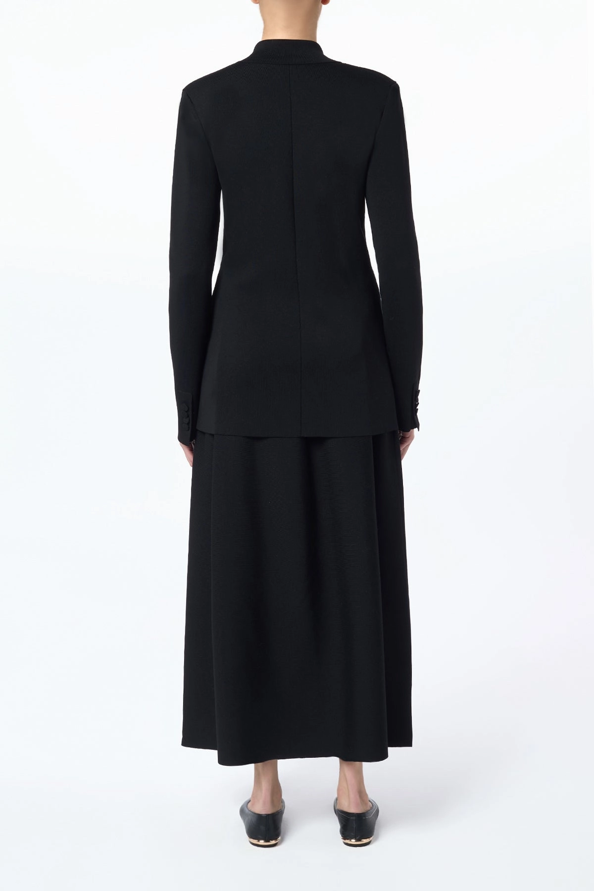 Bonded Seam Construction Waterproof Stitch Details Aphaia Knit Jacket in Black Silk