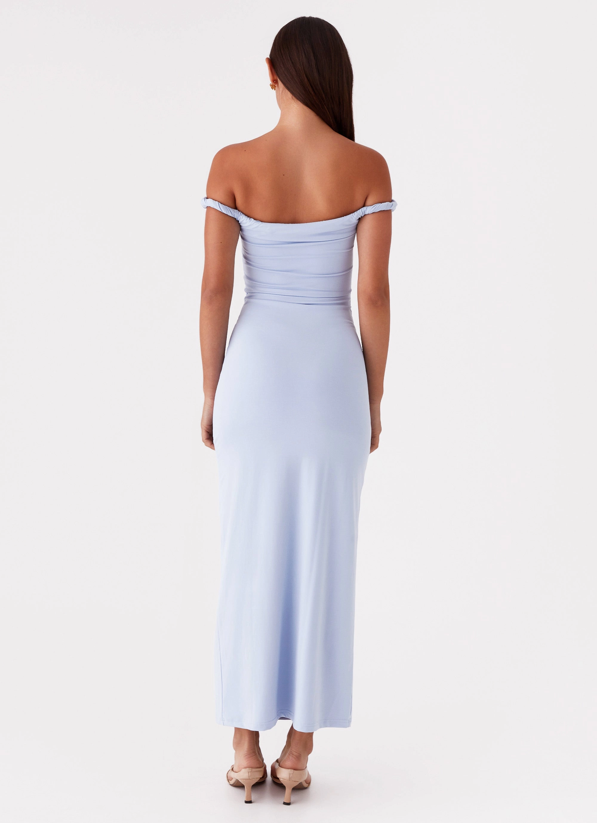 Arabella Twist Shoulder Maxi Dress - Blue Sophisticated cocktail dress