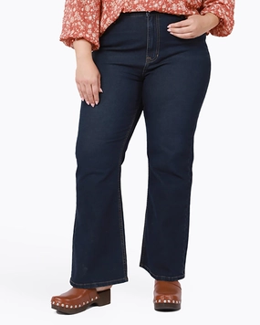 Araceli High Rise Wide Leg Jeans | Navy Mid Rise Crisp Look