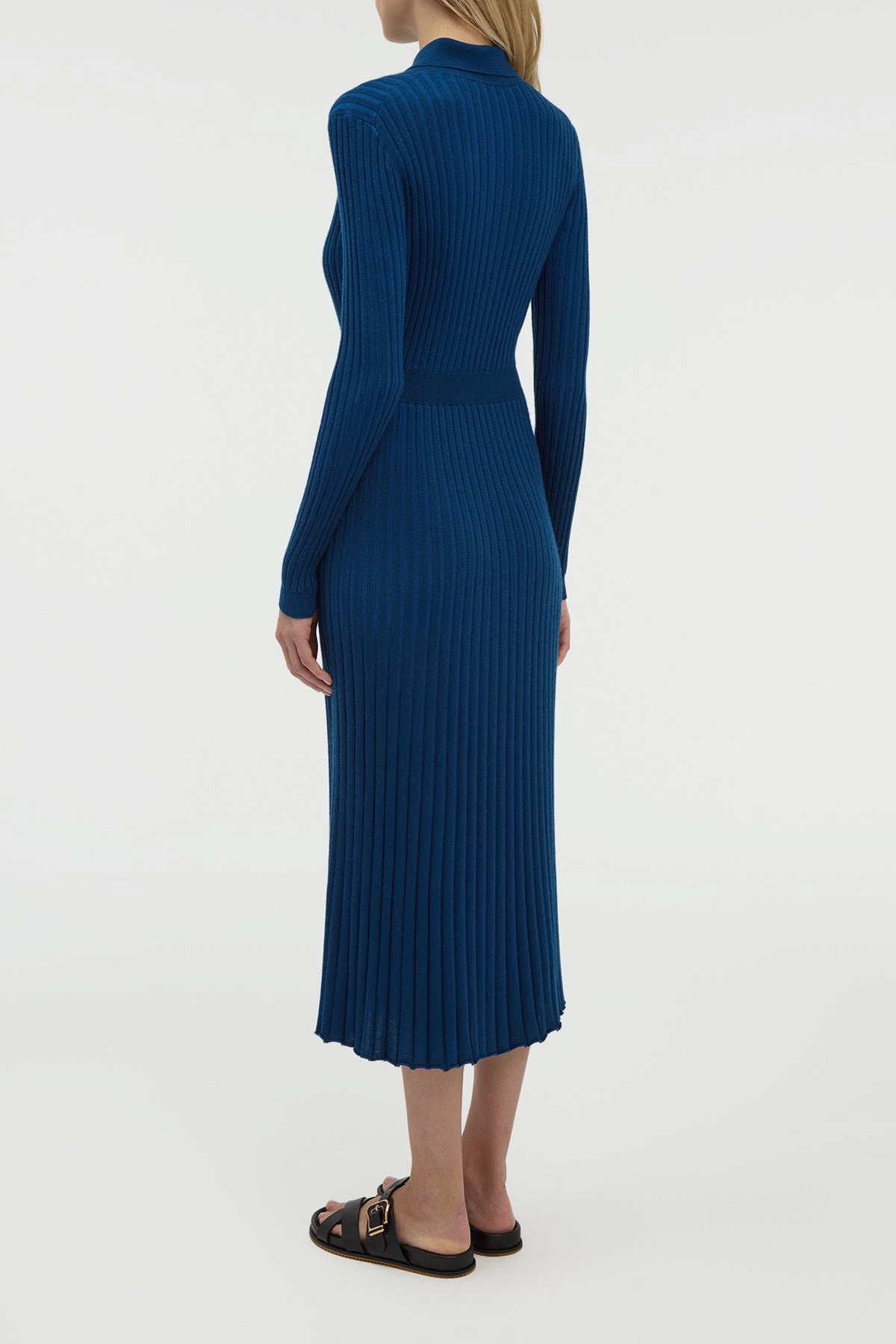 Ardor Knit Maxi Dress in Washed Denim Cashmere Silk Fresh Style