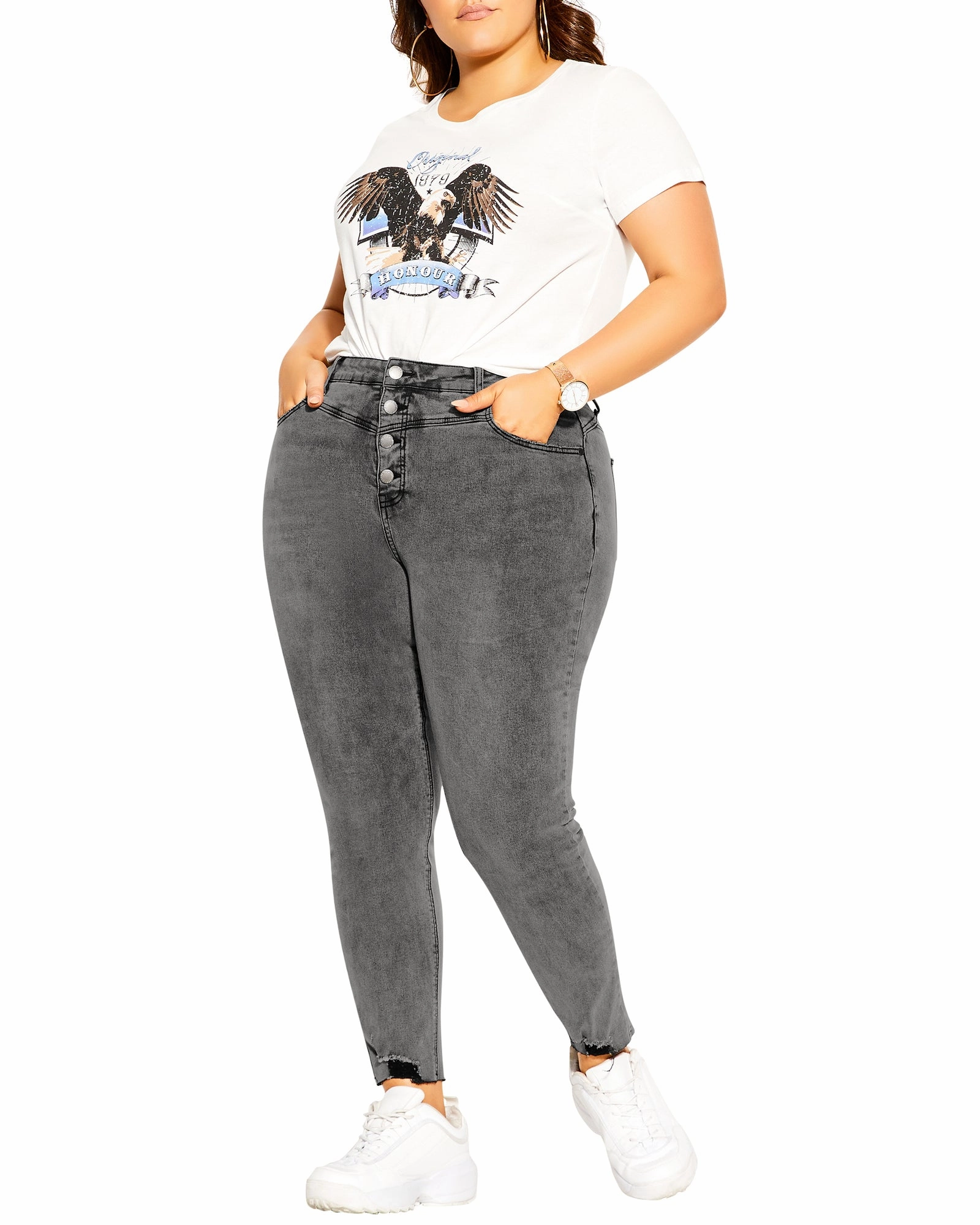 Outfit Routine Relaxed Feel Arva Exposed Button Jean | Light Grey