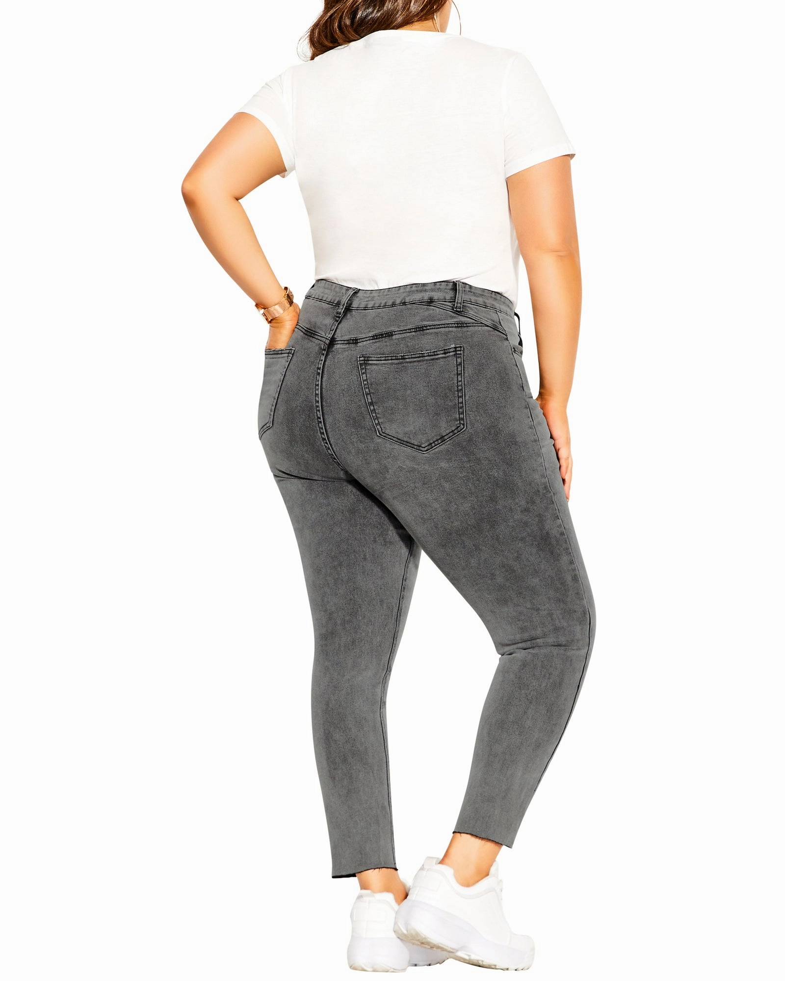 Arva Exposed Button Jean | Light Grey Breathable Brunch Outfit Everyday Basic