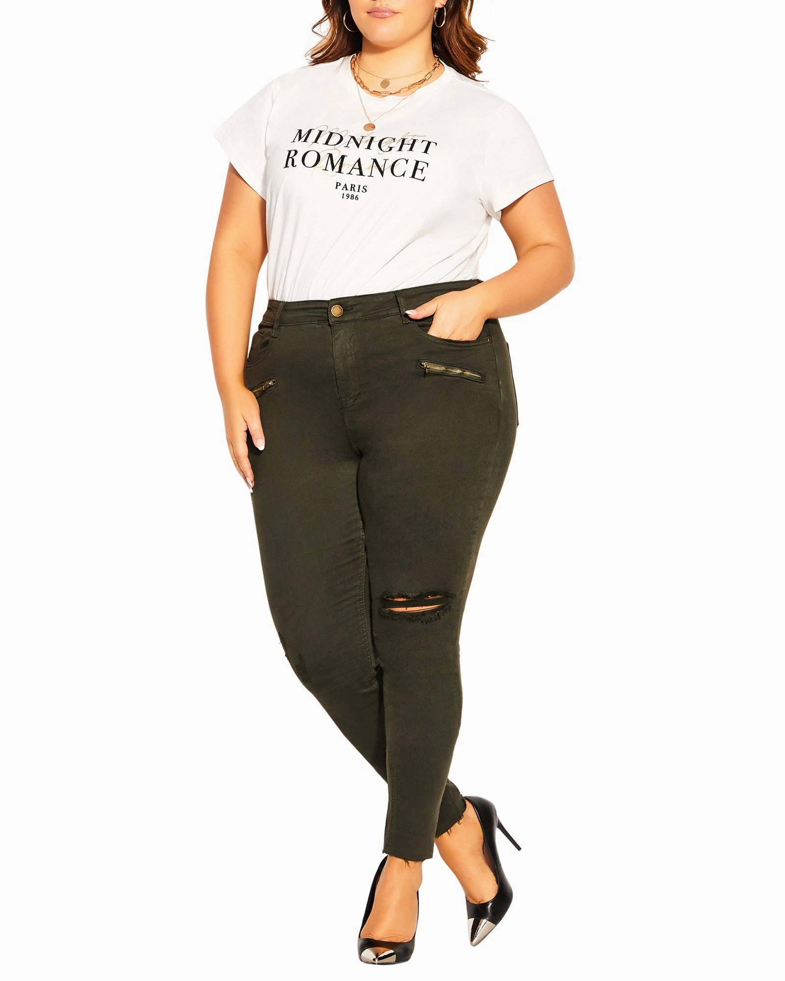 Asha Details Jeans | Olive Green Trendy High Quality Fashion Lover Versatile