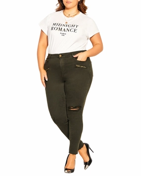 Asha Details Jeans | Olive Green Trendy High Quality Fashion Lover Versatile