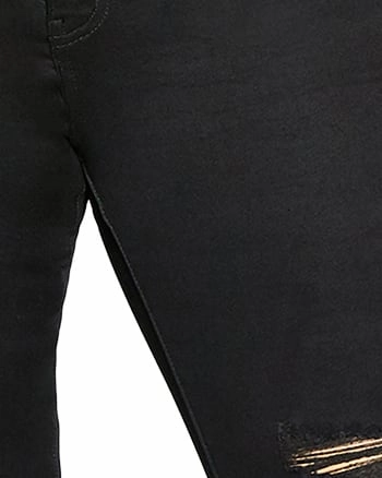 Asha Ripped Jeans | Black Minimalist Comfort Non Fade Fabric