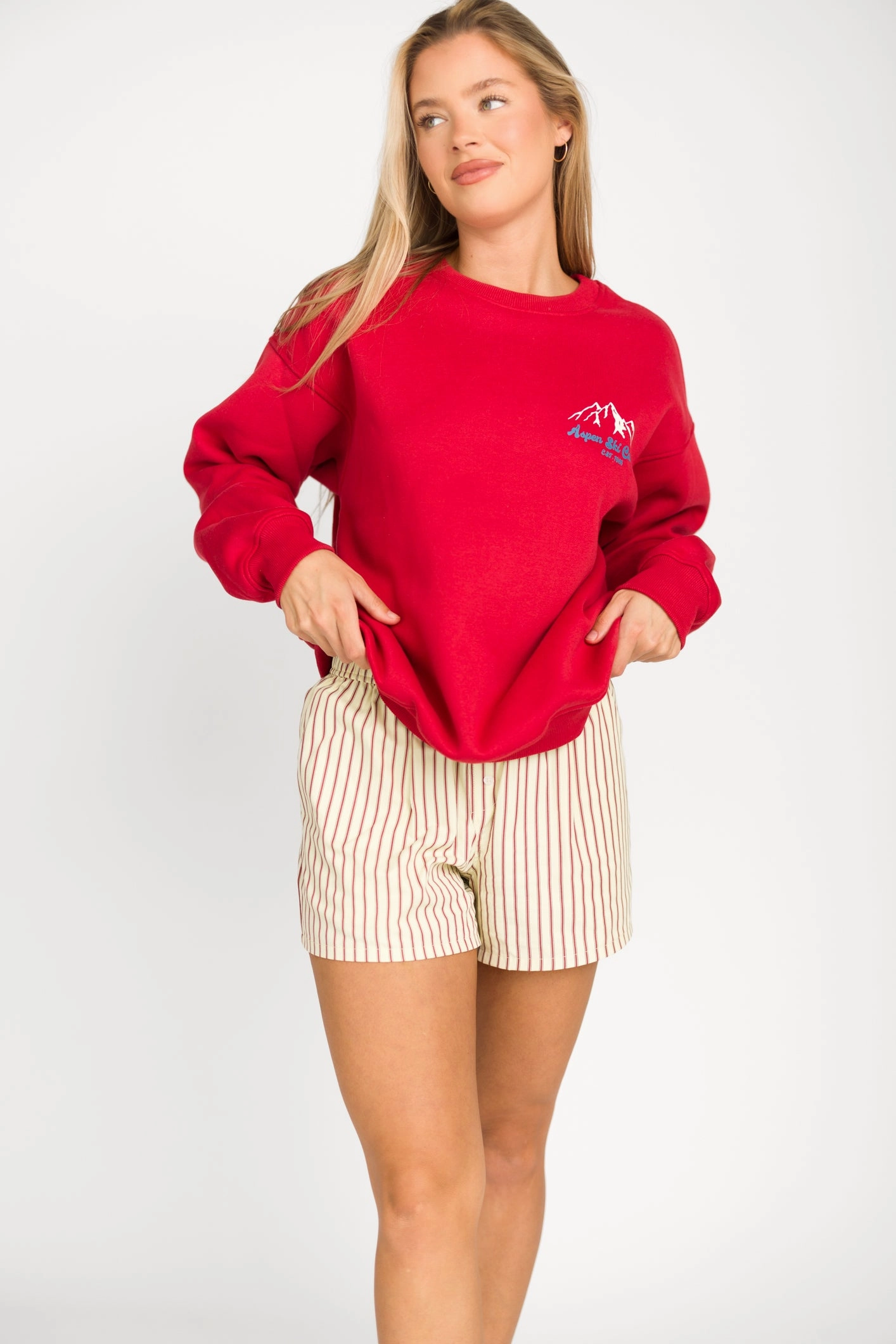 Aspen Ski Camp Sweatshirt in Cherry Essential Knitwear