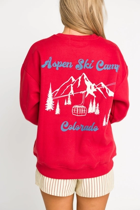 Chilly Comfort Layer Ready Fit Aspen Ski Camp Sweatshirt in Cherry