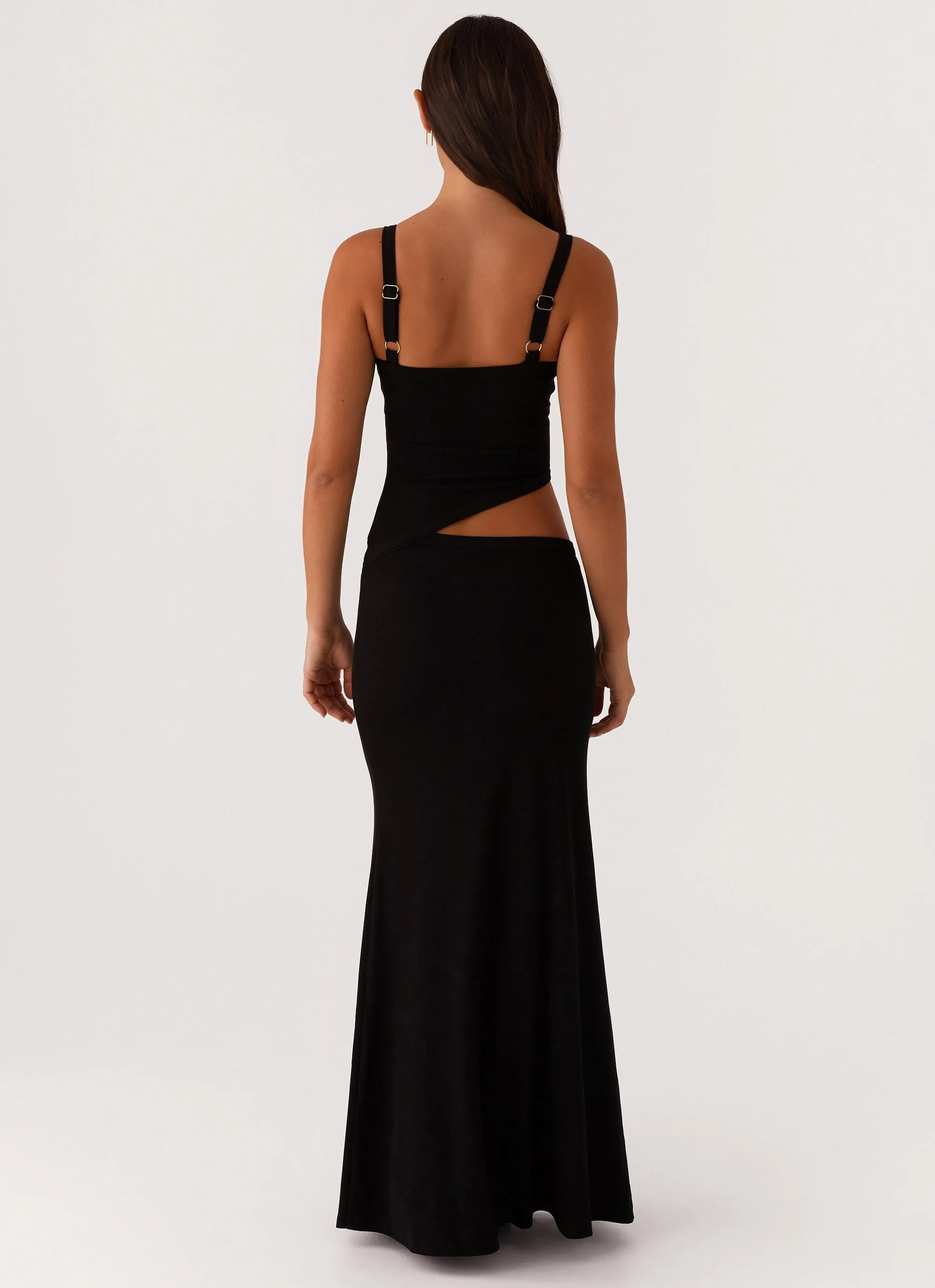 Jocelyn Maxi Dress - Black Texture Flow Elegant Line