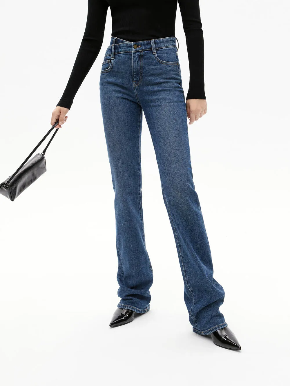 Blended Style Quick Outfit Asymmetric Waist Straight Jeans