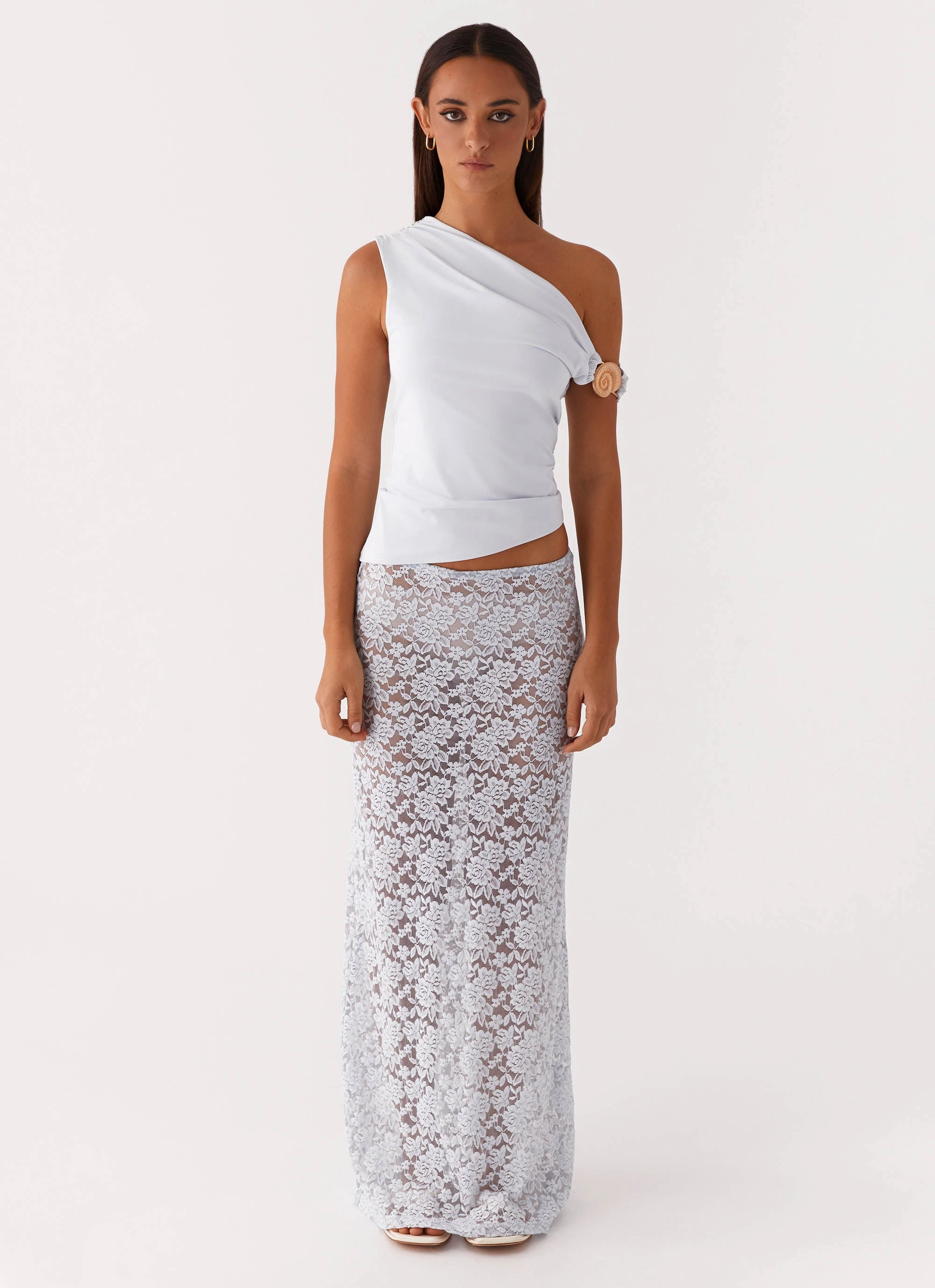 All Season Versatility Atlas One Shoulder Top - Pale Blue