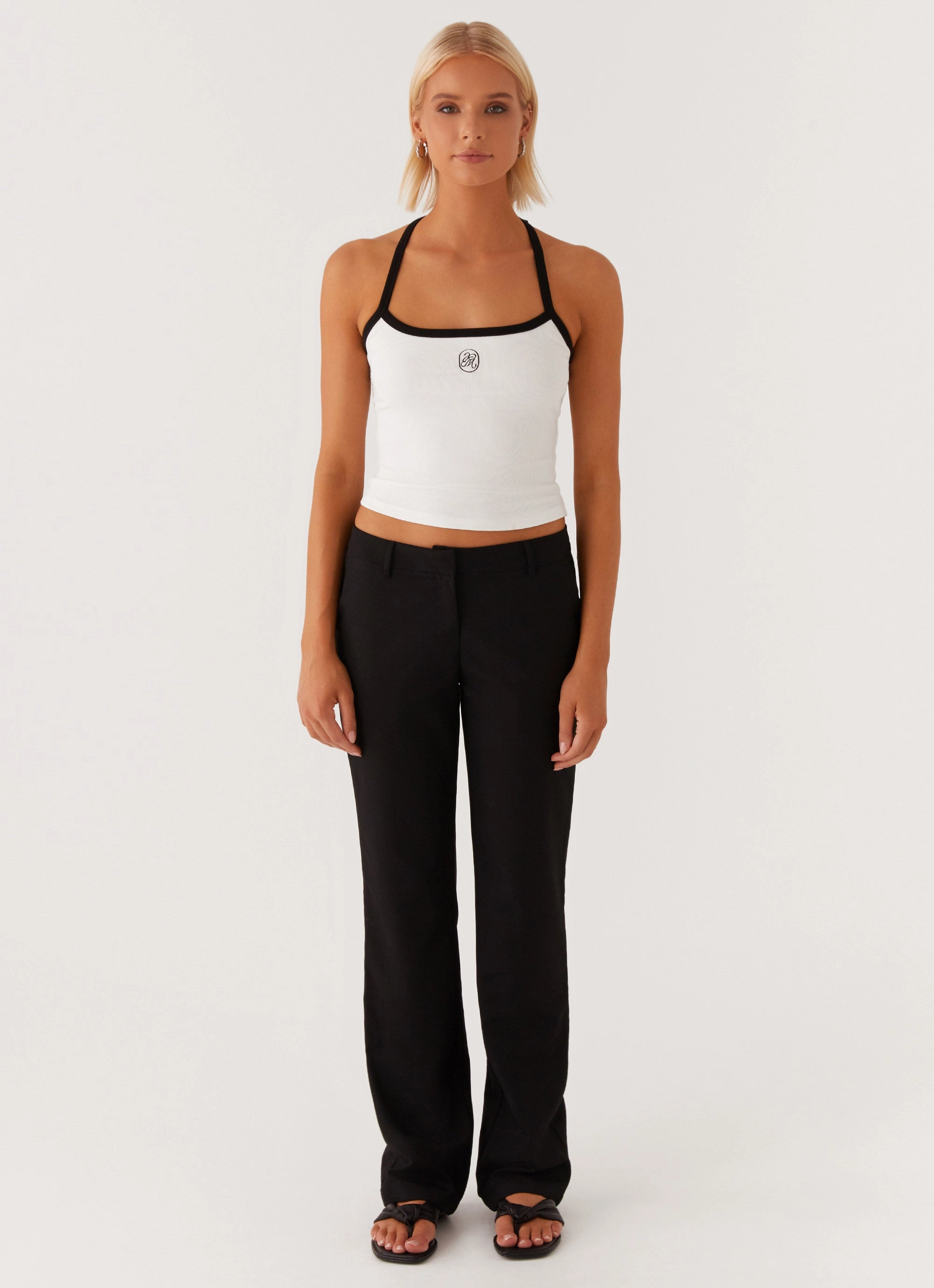 Yarn Dyed Fabric explosion - resistance test passed Signature Monogram Halter Top - White