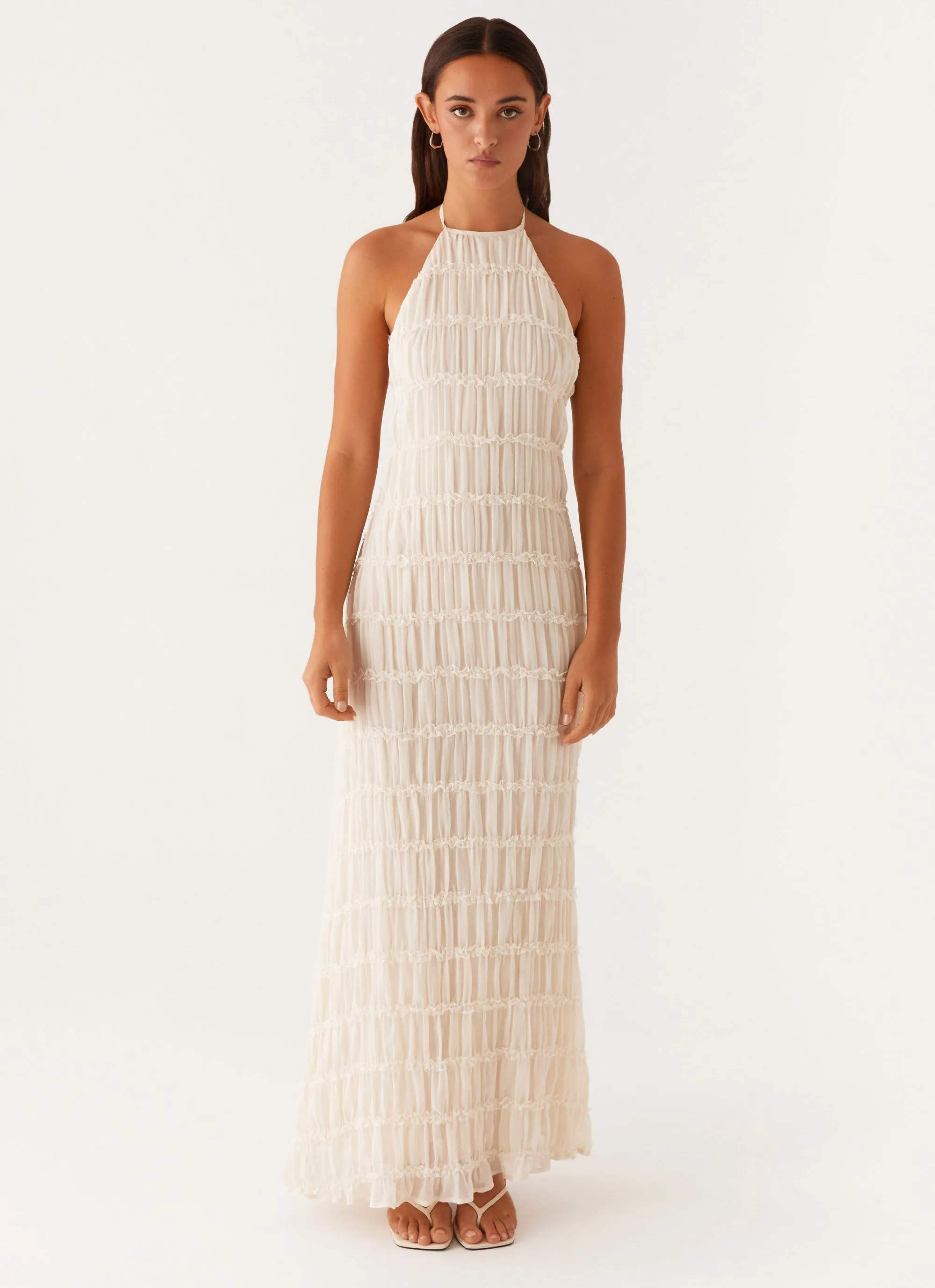 Flattering Shape Look Coffee Break Aullie Maxi Dress - Ivory