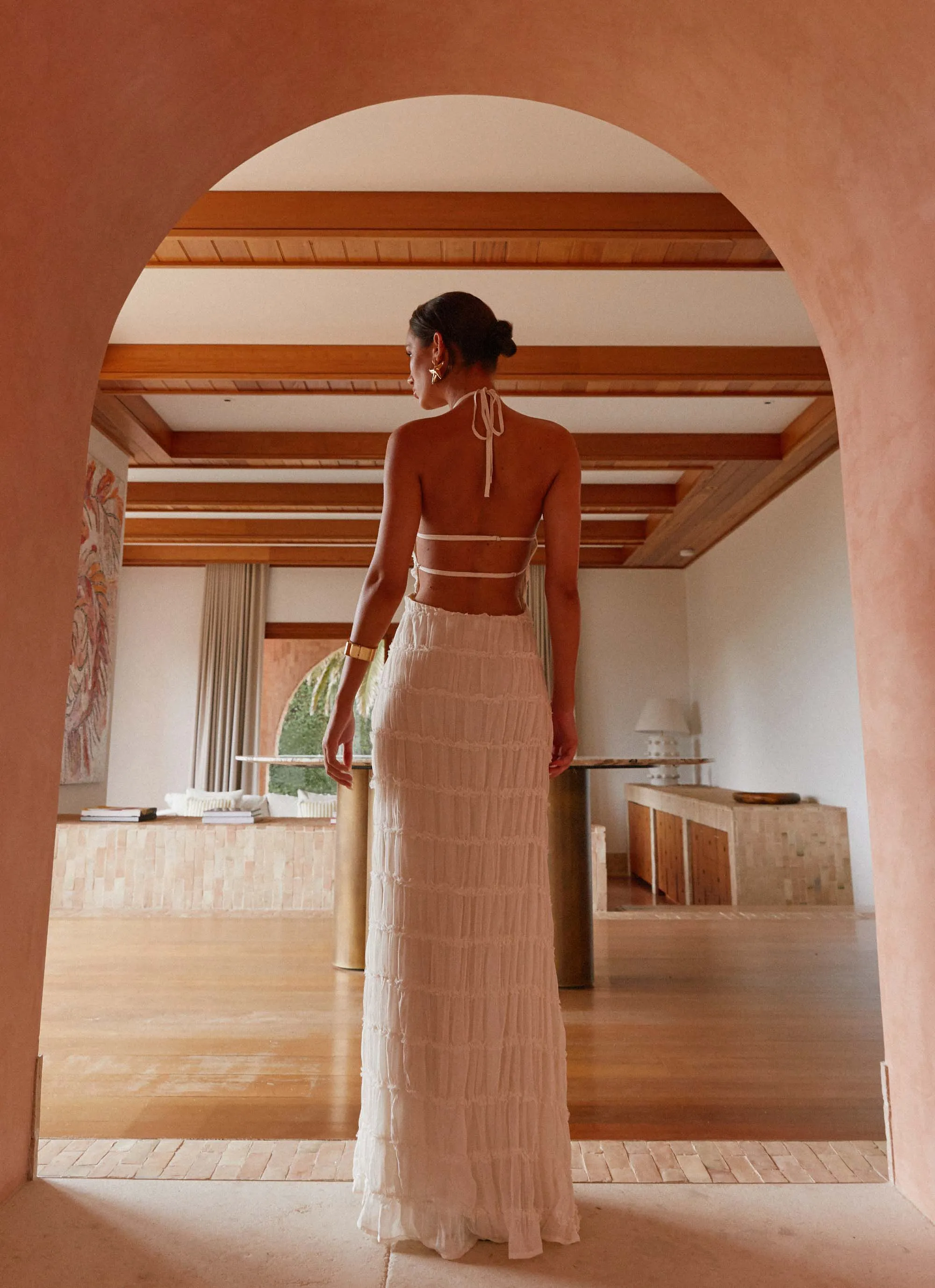 Aullie Maxi Dress - Ivory Relax Cut