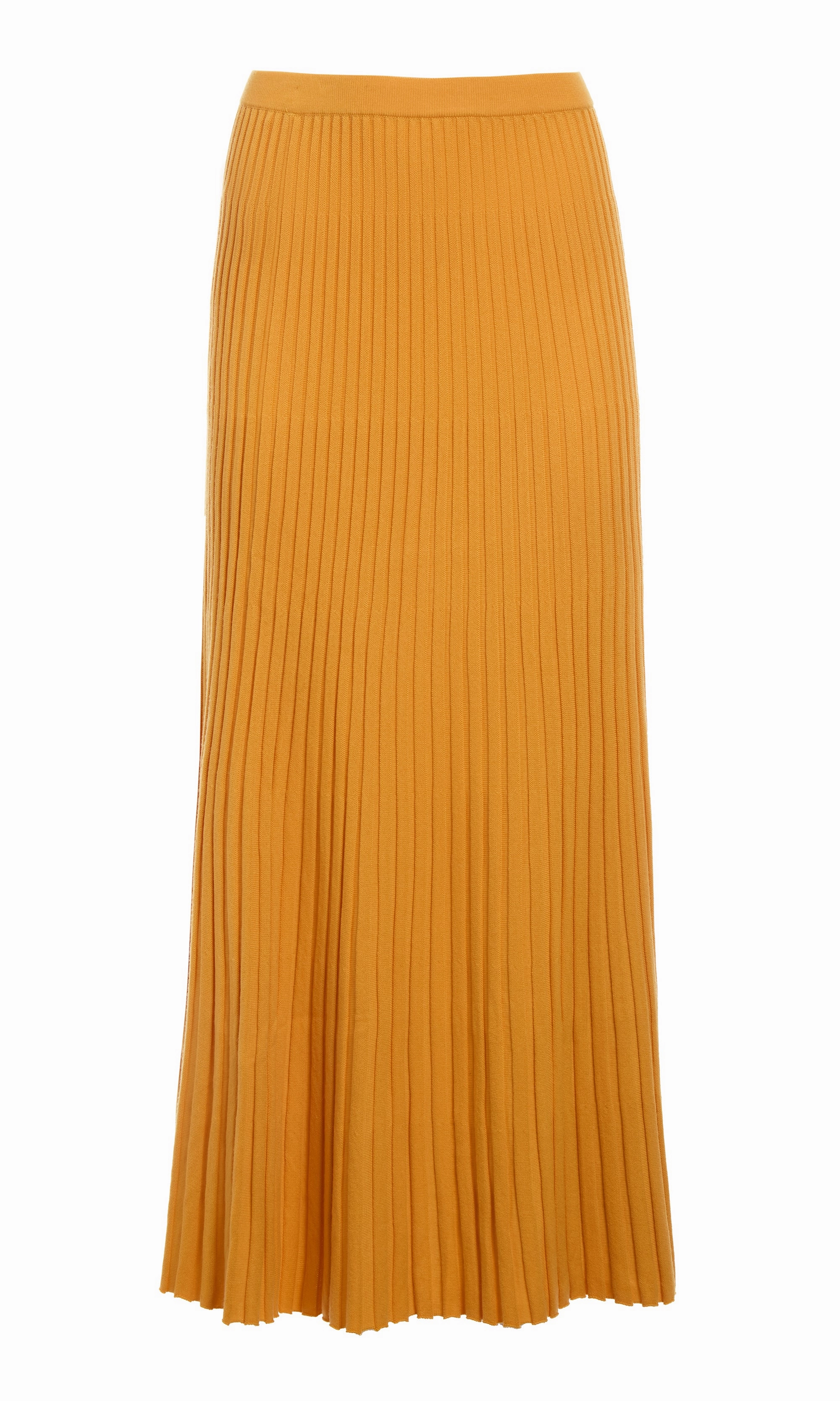 Aurora Knit Maxi Skirt in Yellow Merino Wool Quick Layer Minimal Shrinkage