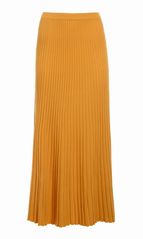 Aurora Knit Maxi Skirt in Yellow Merino Wool Quick Layer Minimal Shrinkage