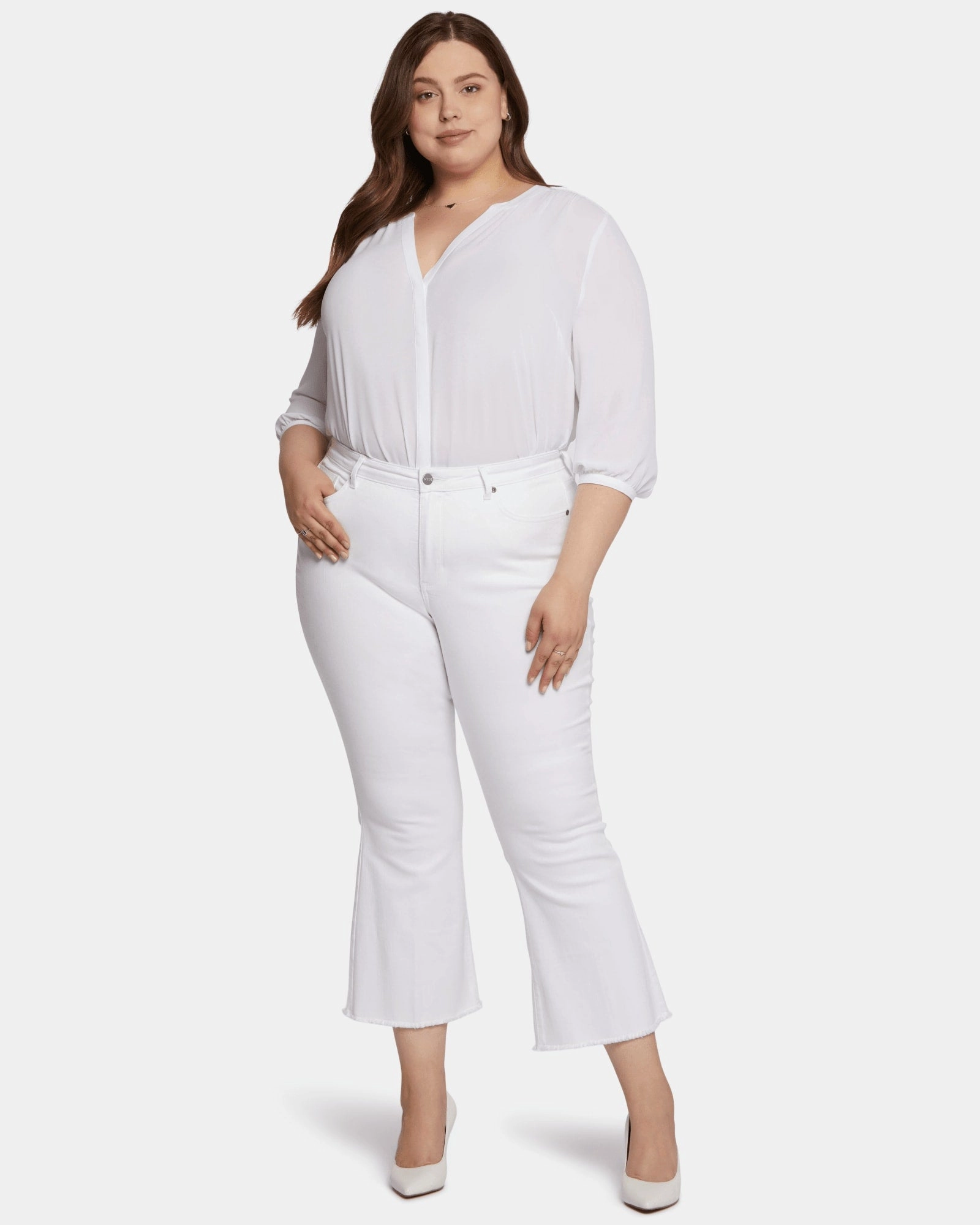 Ava Ankle Flare Jean | Optic White All Season Fit