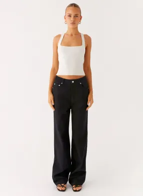 Back Again Straight Leg Denim Jeans - Black Versatile Fit