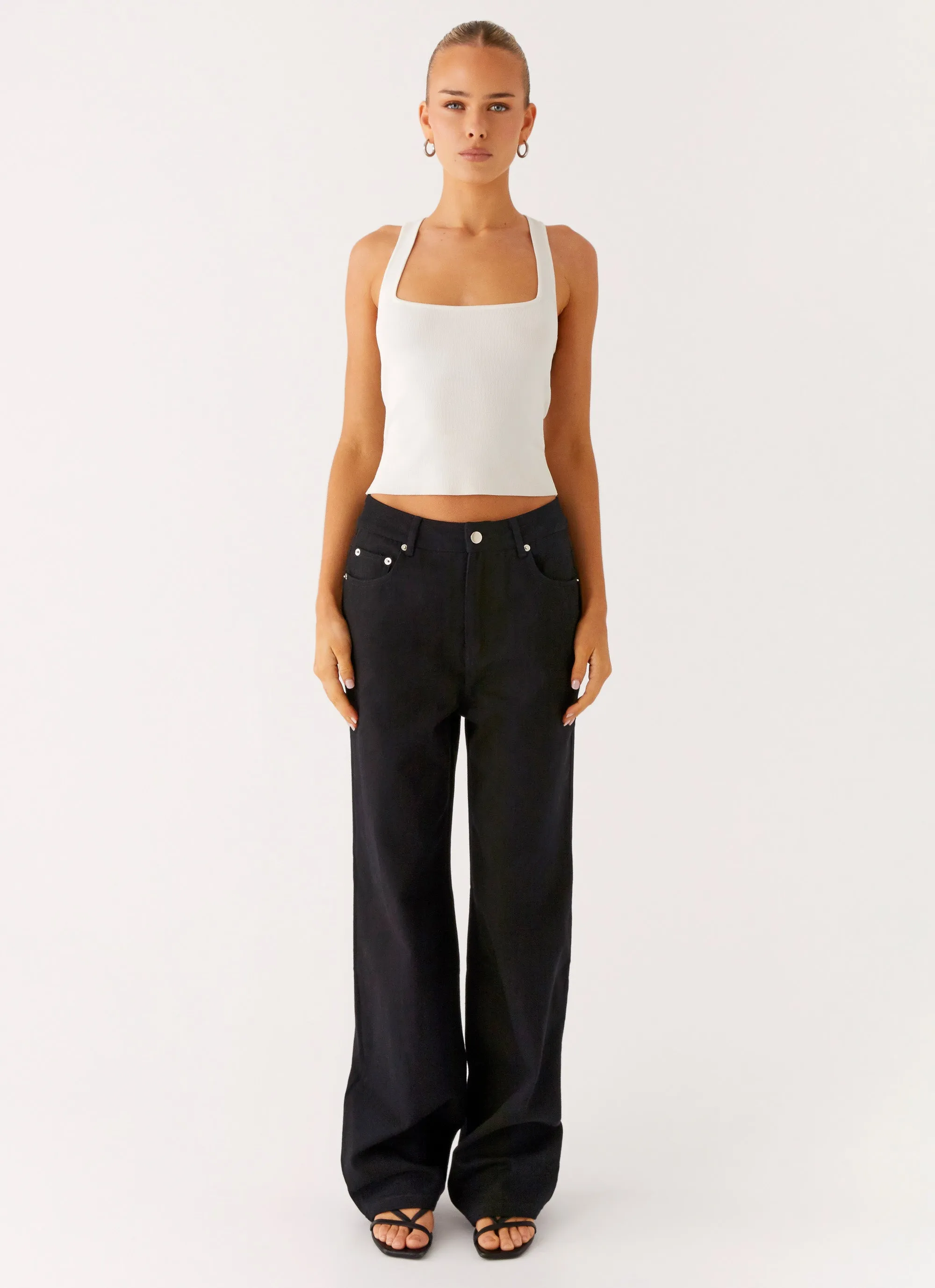 Back Again Straight Leg Denim Jeans - Black Versatile Fit