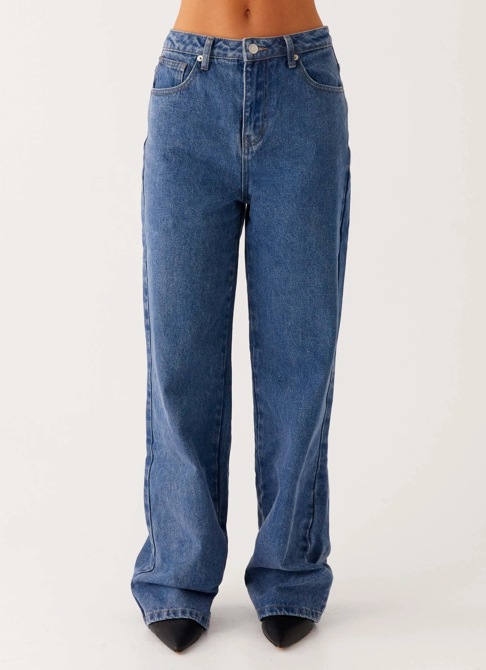 Back Again Straight Leg Denim Jeans - True Blue Classic Style