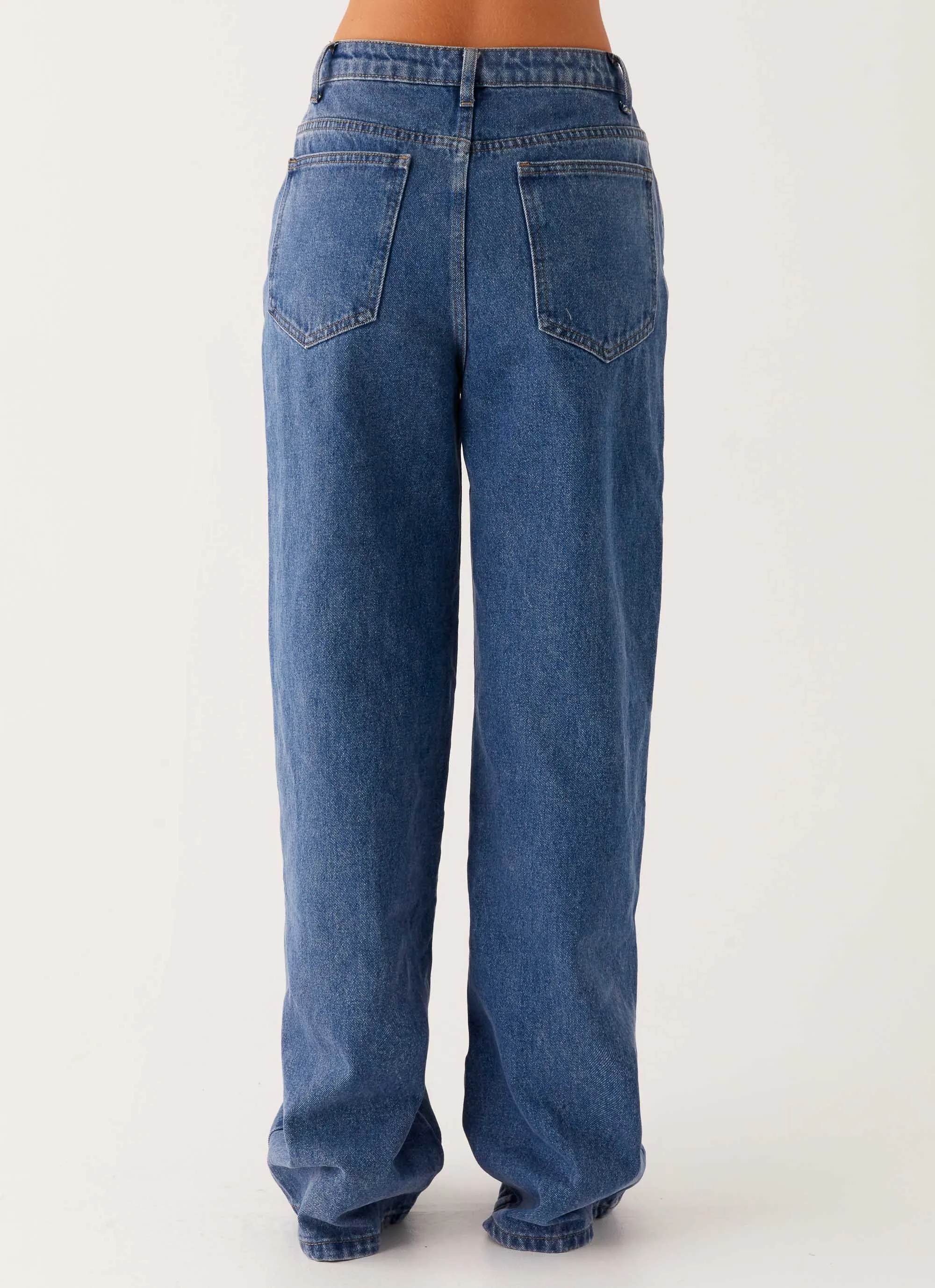Back Again Straight Leg Denim Jeans - True Blue Stylish Fit