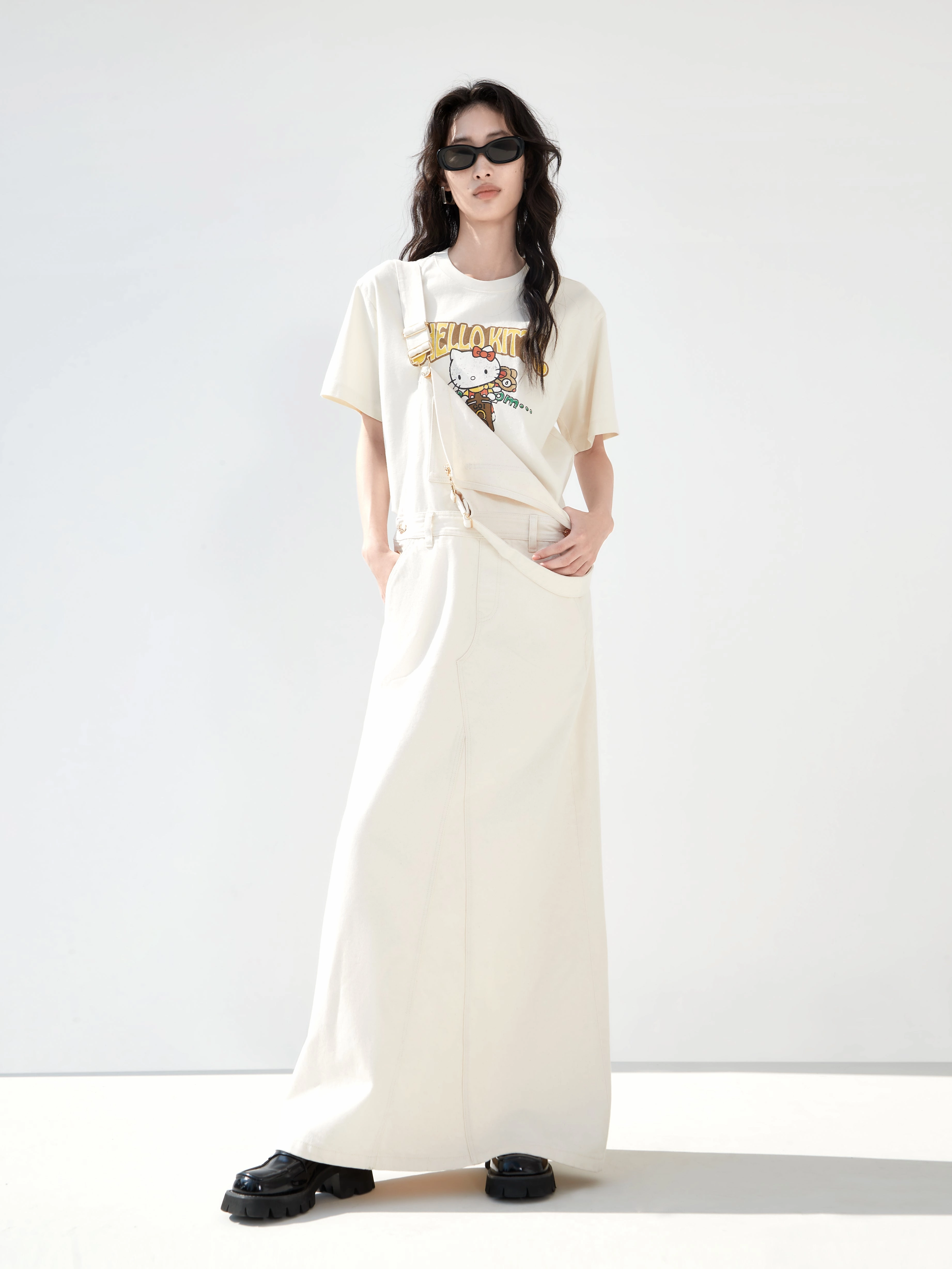 Elegant Cut Back Slit Cotton Dress with Straps