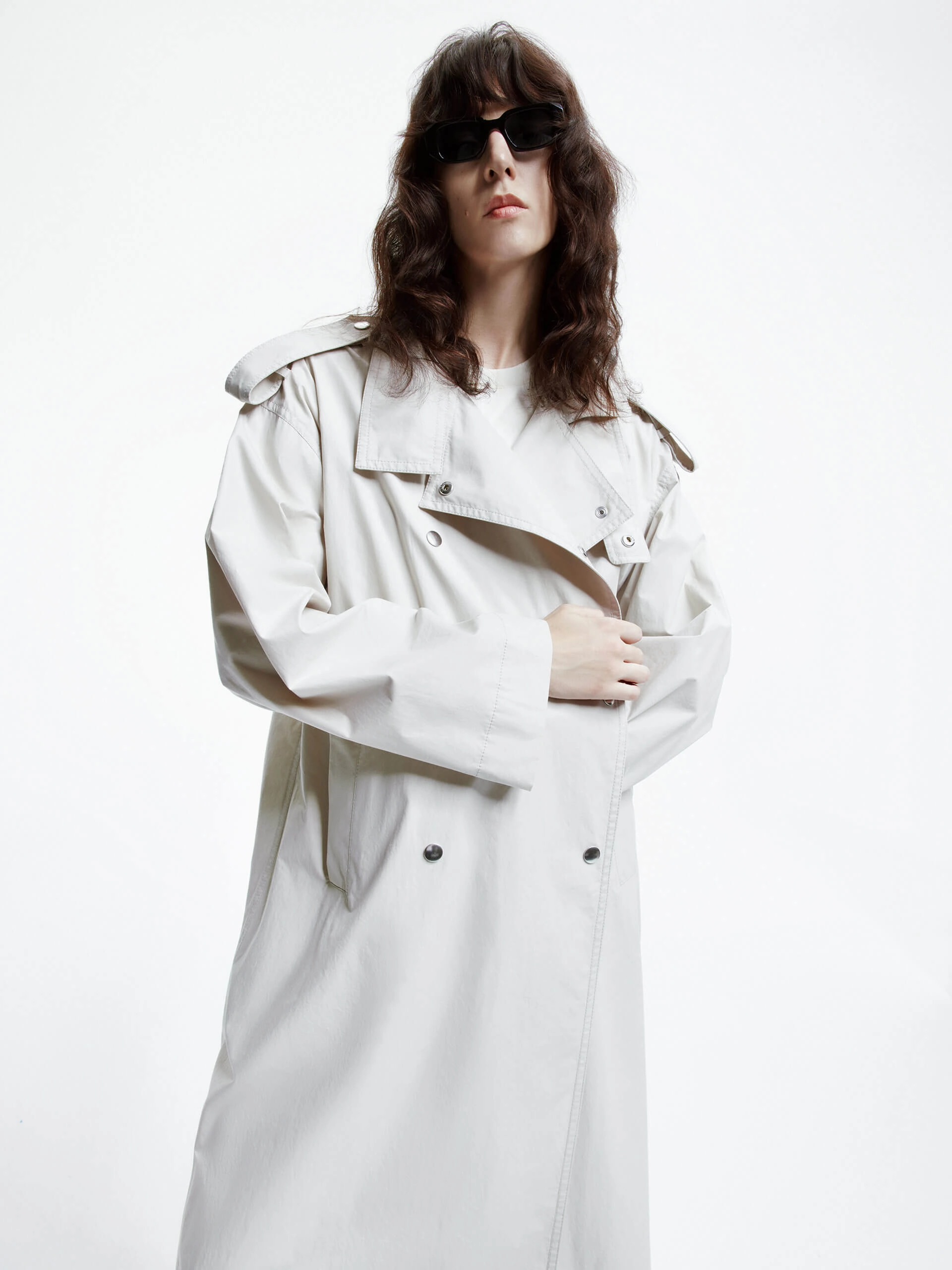 Back Slit Trench Coat Durable Corrosion Resistant Zippers Cold Outfit