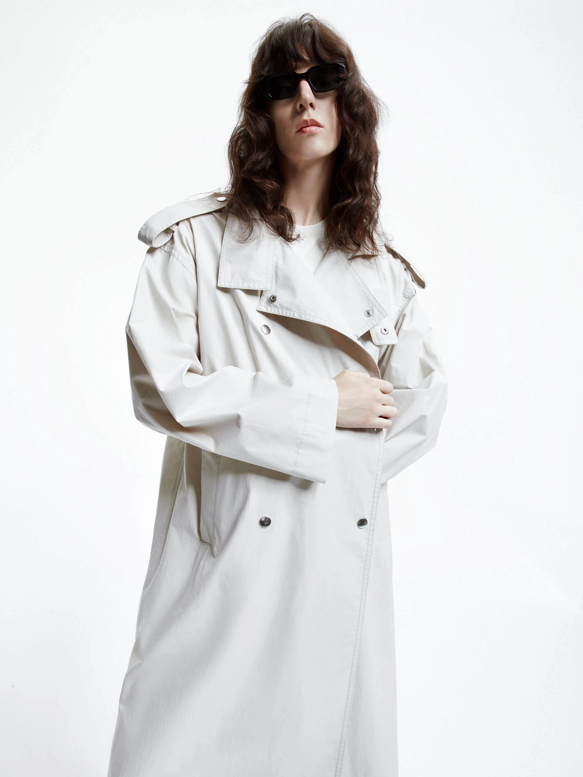 Seamless Bonding Back Slit Trench Coat