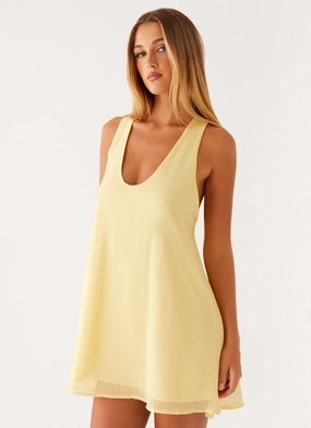 Industry Mini Dress - Pastel Yellow Brunch Glow