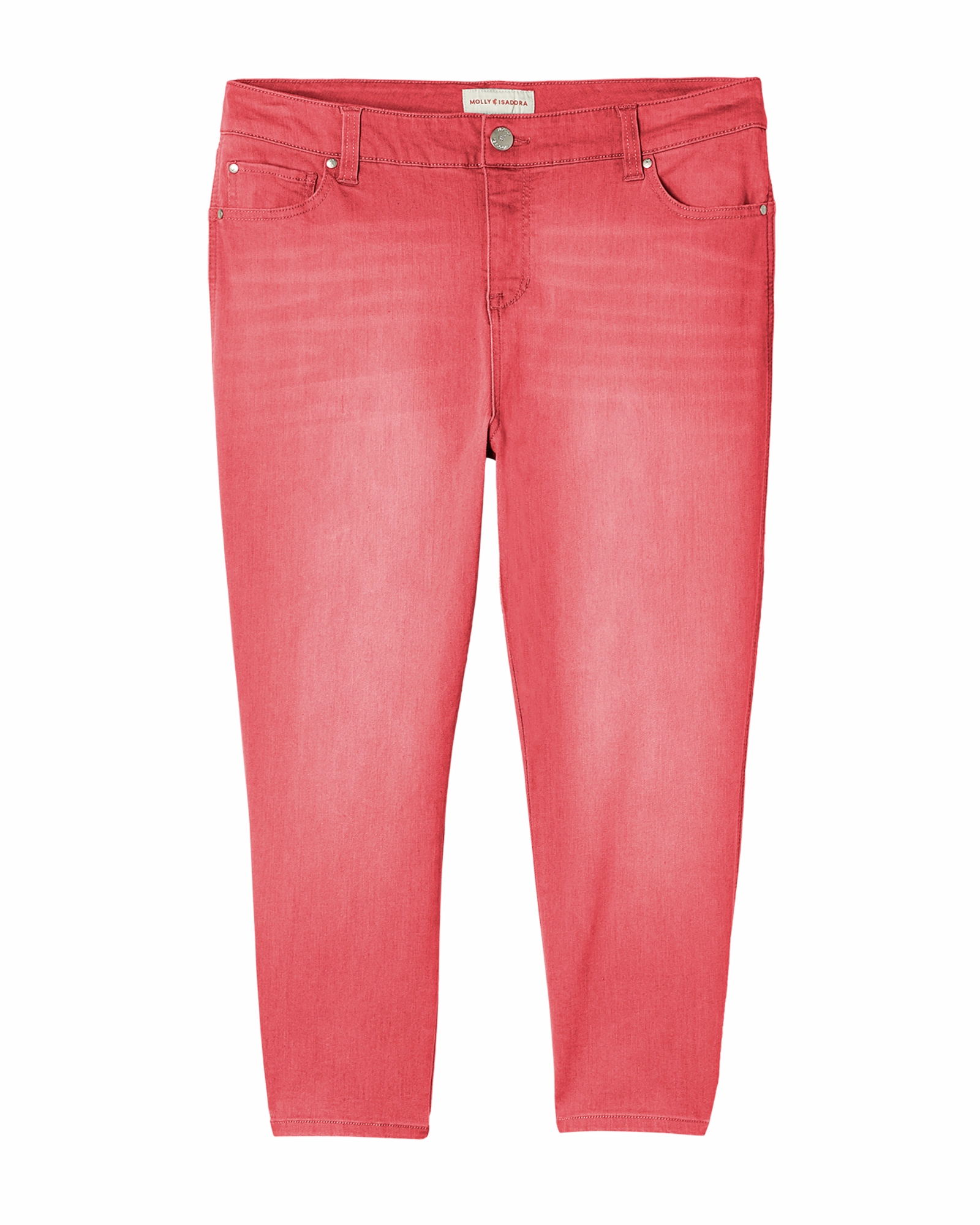 Road Trip Affordable Empire Capri with Side Slit and Rivet Detail | Red