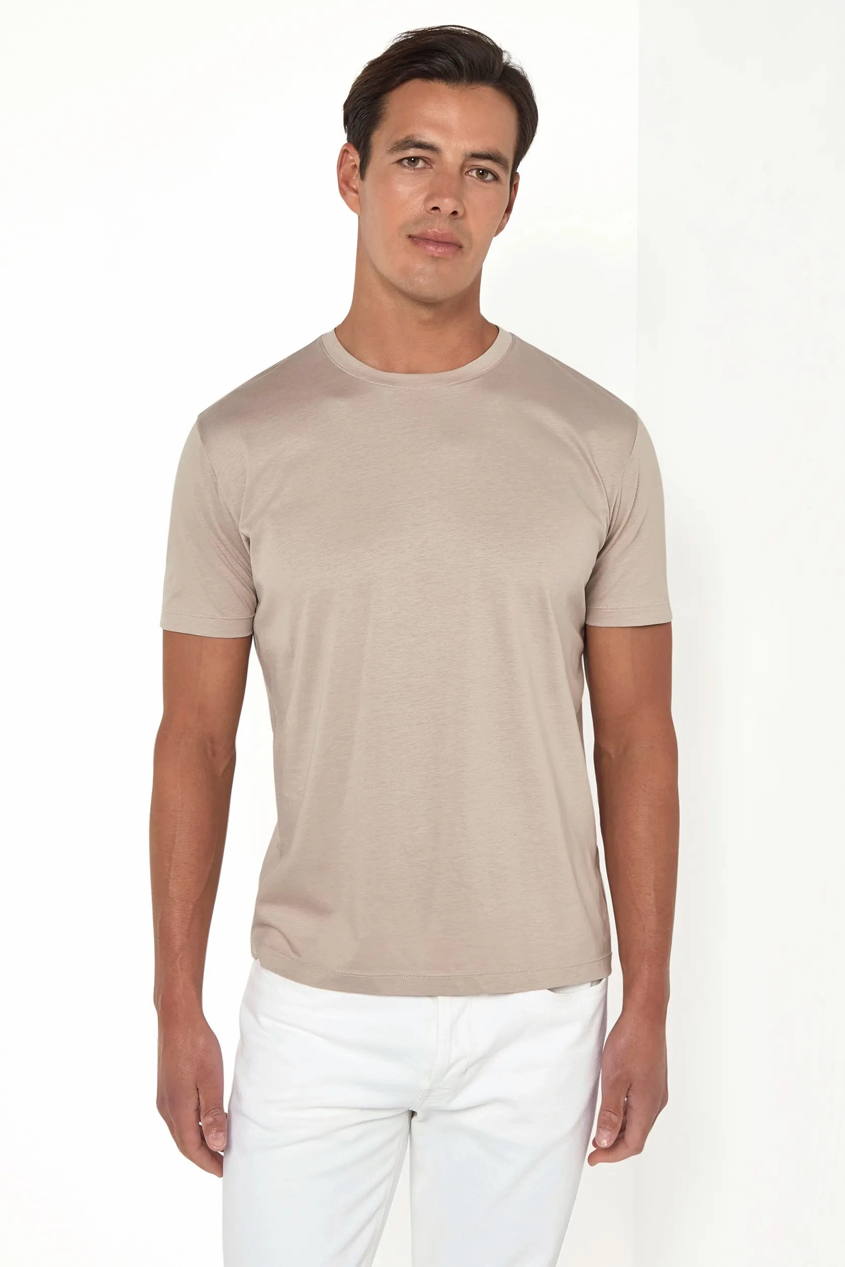 Taupe jersey t-shirt - Made in Italy Cool Layer