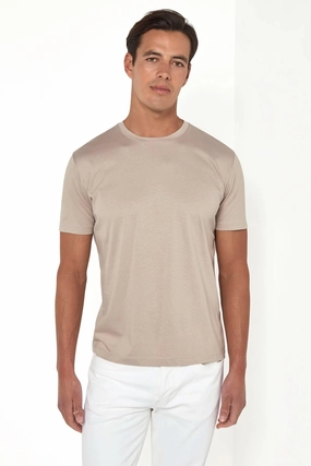 Taupe jersey t-shirt - Made in Italy Cool Layer